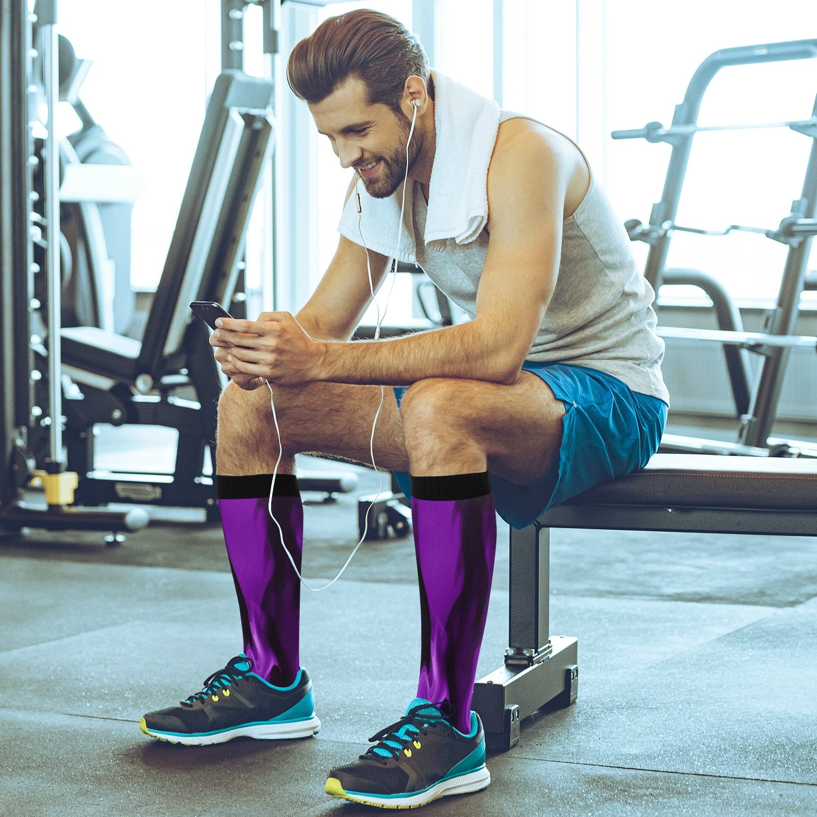 Purple Flames & Smoke Compression Socks for Women & Men - Knee High Calf Support Socks (1 Pair) - Perfect for Running, Travel & Varicose Vein Relief