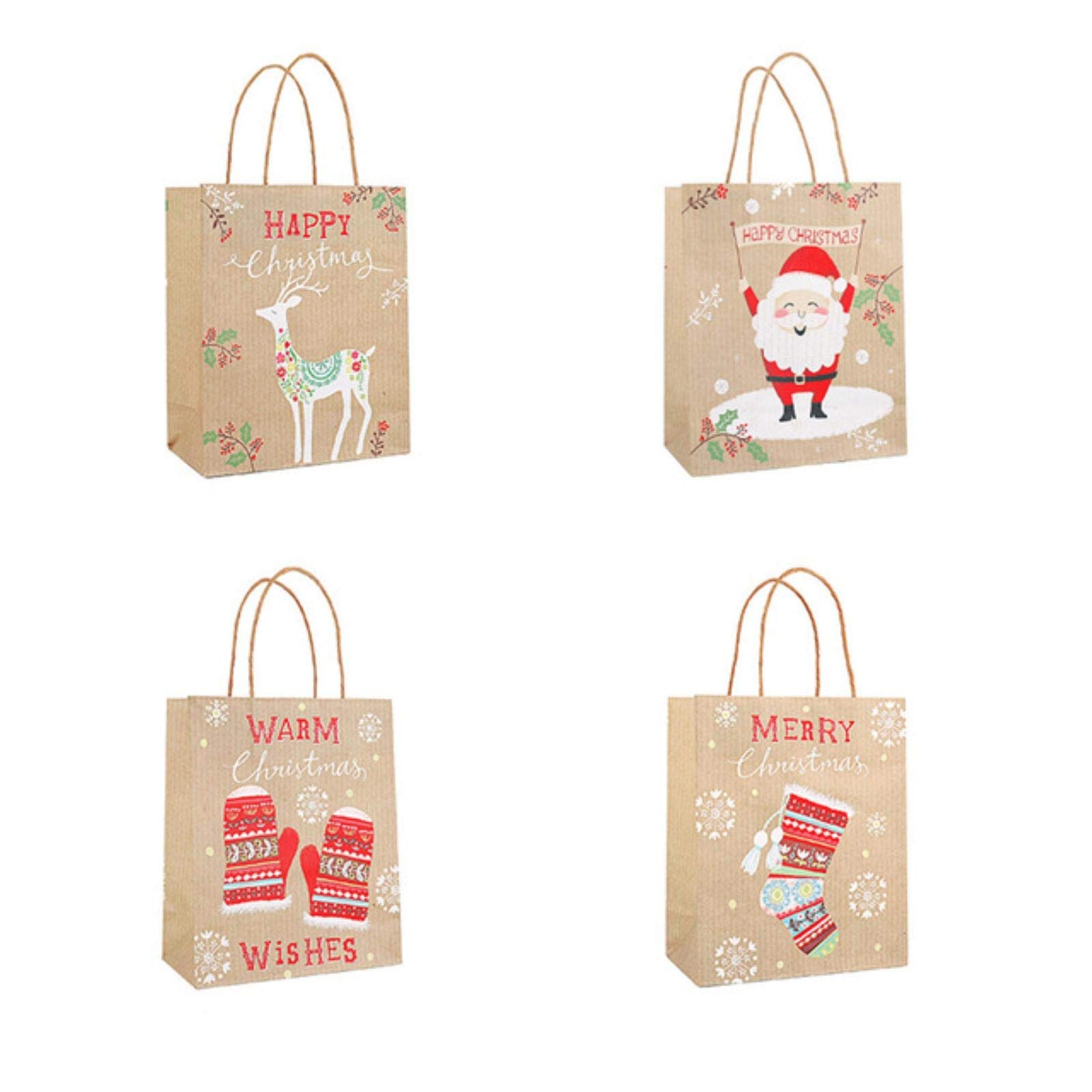 Festive Christmas Paper Gift Bags with Handles - Assorted Holiday Party Supplies for Shopping, Weddings & Gift Giving | Perfect for Holiday Parties, Corporate Gifts & Festive Celebrations