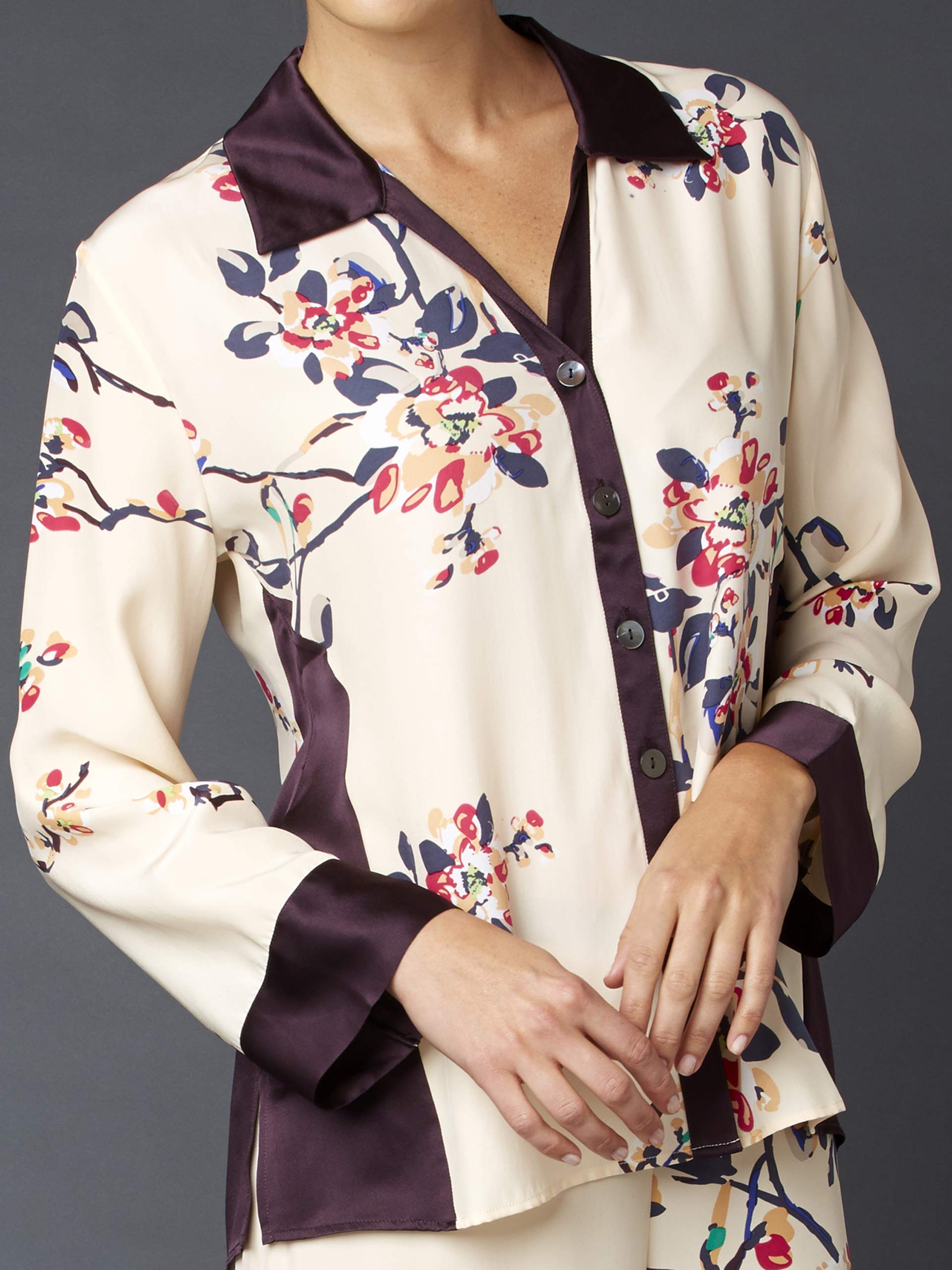Women's 100% Silk Pajama Set - Elegant Jewel Garden Floral Print Sleepwear & Lingerie for Comfortable Nights | Perfect for Relaxation, Lounging & Gift Giving