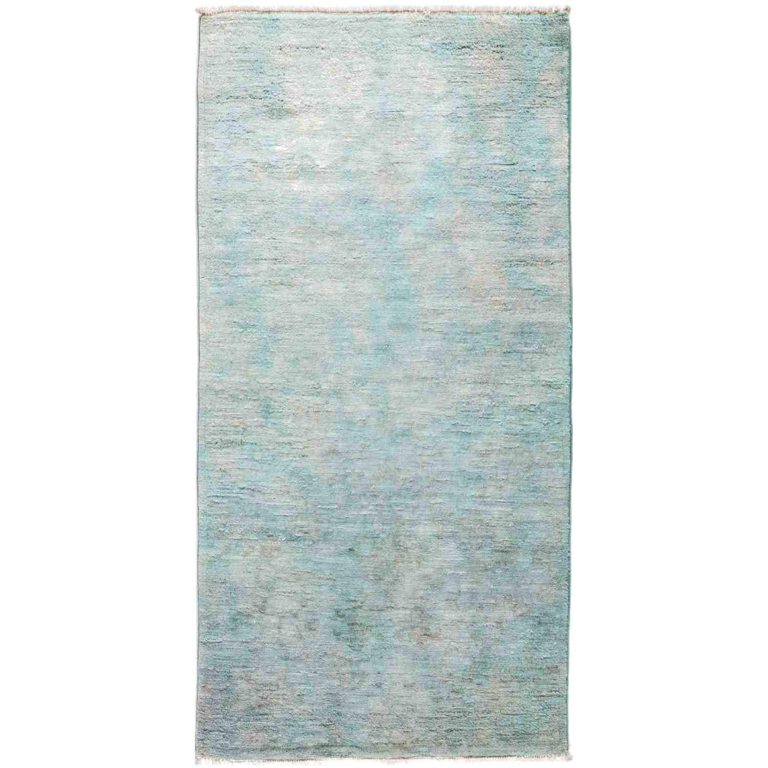 Handmade Vibrance Vita Aqua Blue Hand-Knotted Wool Area Rug 3x6 ft - Bohemian Chic Living Room Decor, Bedroom Accent Rug for Cozy Home