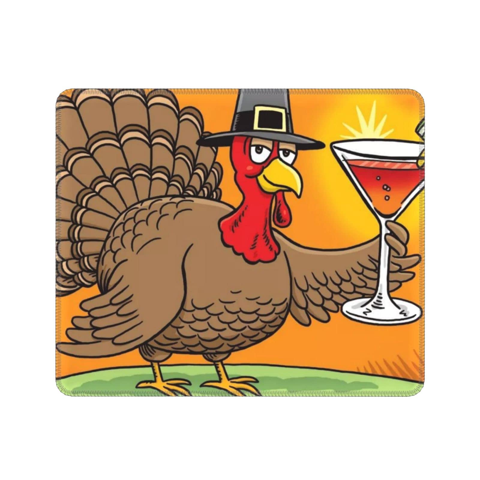 Thanksgiving Turkey Square Mouse Pad - Anti-Slip Rubber Gaming Mousepad 7.9 x 9.5 in for PC, Laptop, Office & Home Use