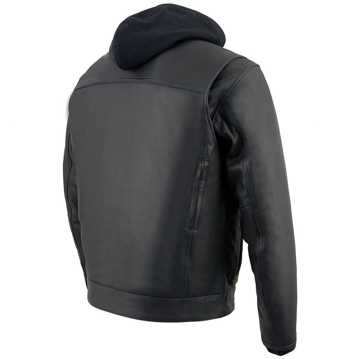 Milwaukee Leather MLM1537 Men's Black Utility Pocket Vented Motorcycle Jacket with Removable Hood - Windproof Riding Gear for Harley & Cruiser Bikes (Commuting, Touring & Outdoor Adventures)