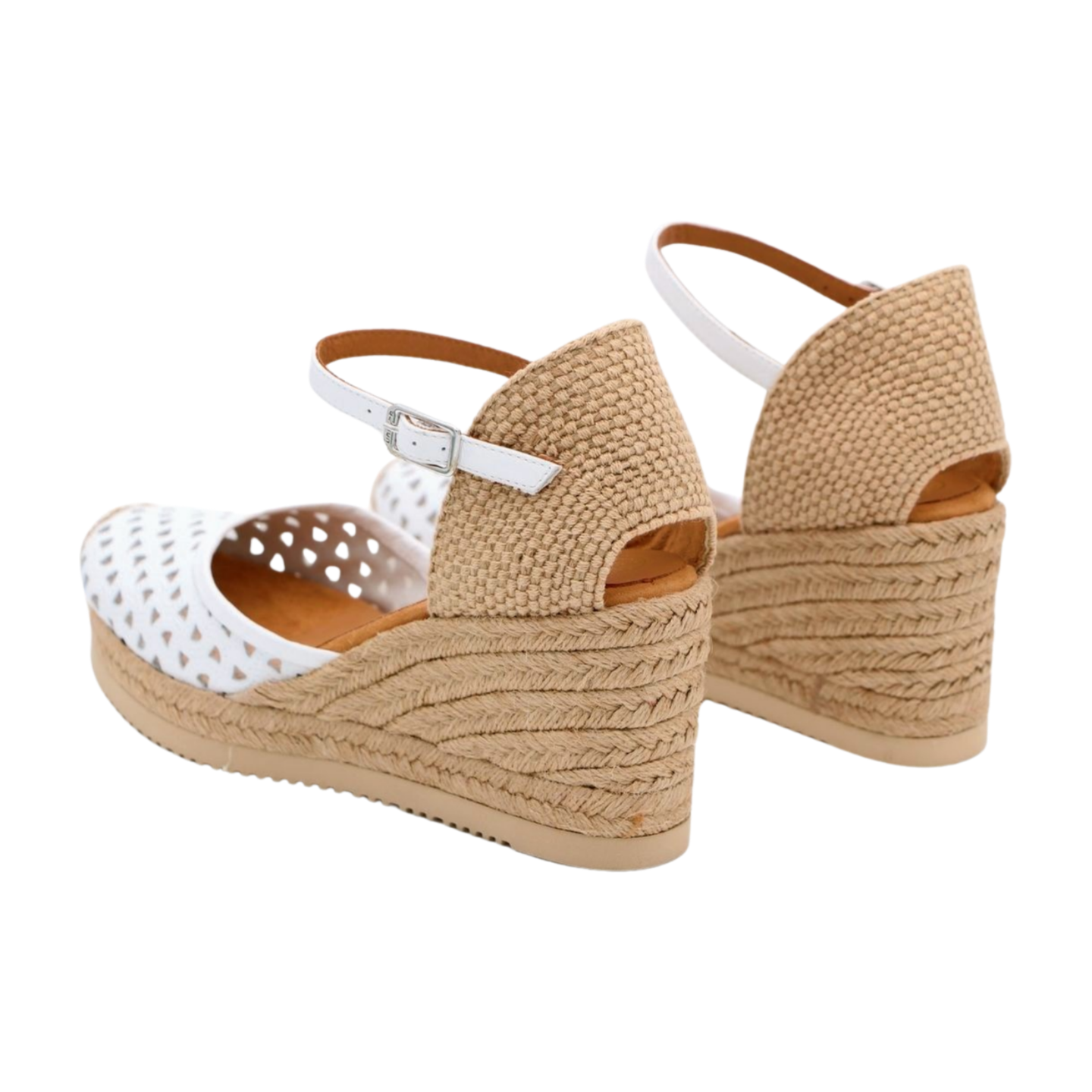 UNISA Women's White Punched Leather Espadrille Flats - CELERA Comfortable Summer Casual Shoes for Beach, Vacation & Everyday Wear