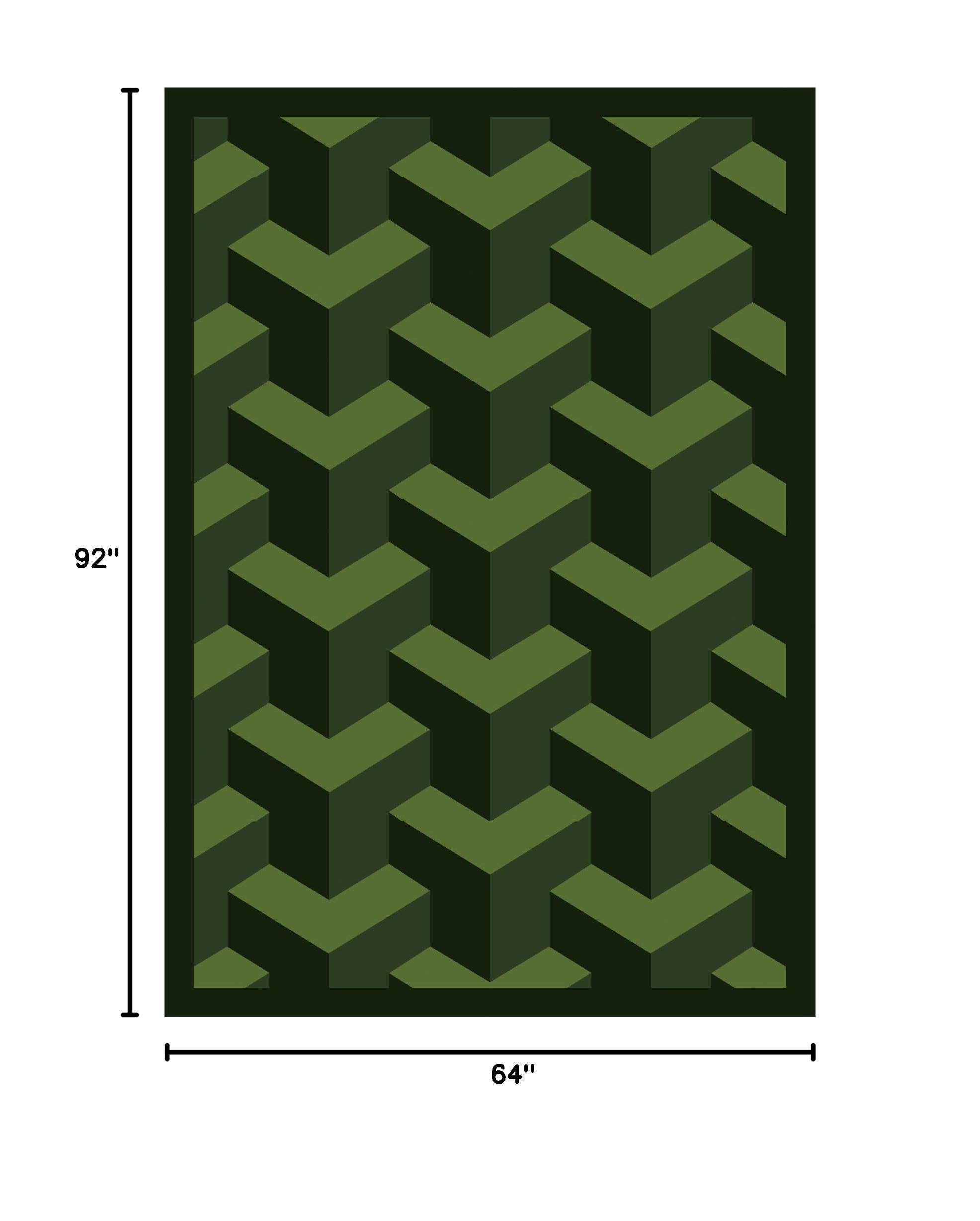 Joy Carpets Kaleidoscope Rooftop Whimsical Area Rugs - Emerald Green Modern Kids Playroom Rug, Non-Slip Soft Floor Mat for Nursery, Bedroom & Play Areas