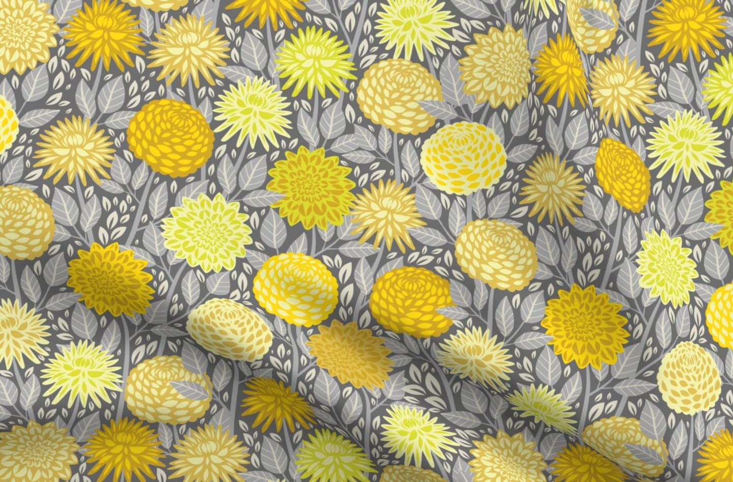Summer Garden Wildflowers Printed Minky Fabric - Gray & Yellow Modern Floral Design for Baby Blankets, Quilt Backing & Sewing Projects | Soft Plush Fat Quarter for DIY Crafts & Home Decor