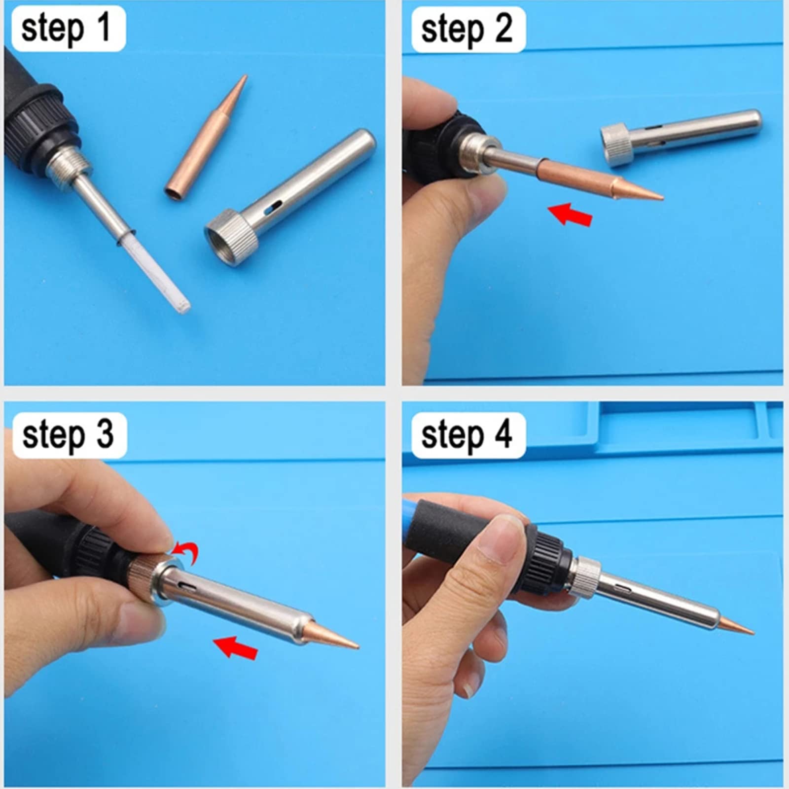 5pcs 900M-T-5C Soldering Iron Tips - Pure Copper Replacement Tips for 936 Soldering Station - High Performance Welding & Soldering Accessories for Electronics Repair, DIY Projects, and Workshop Equipment