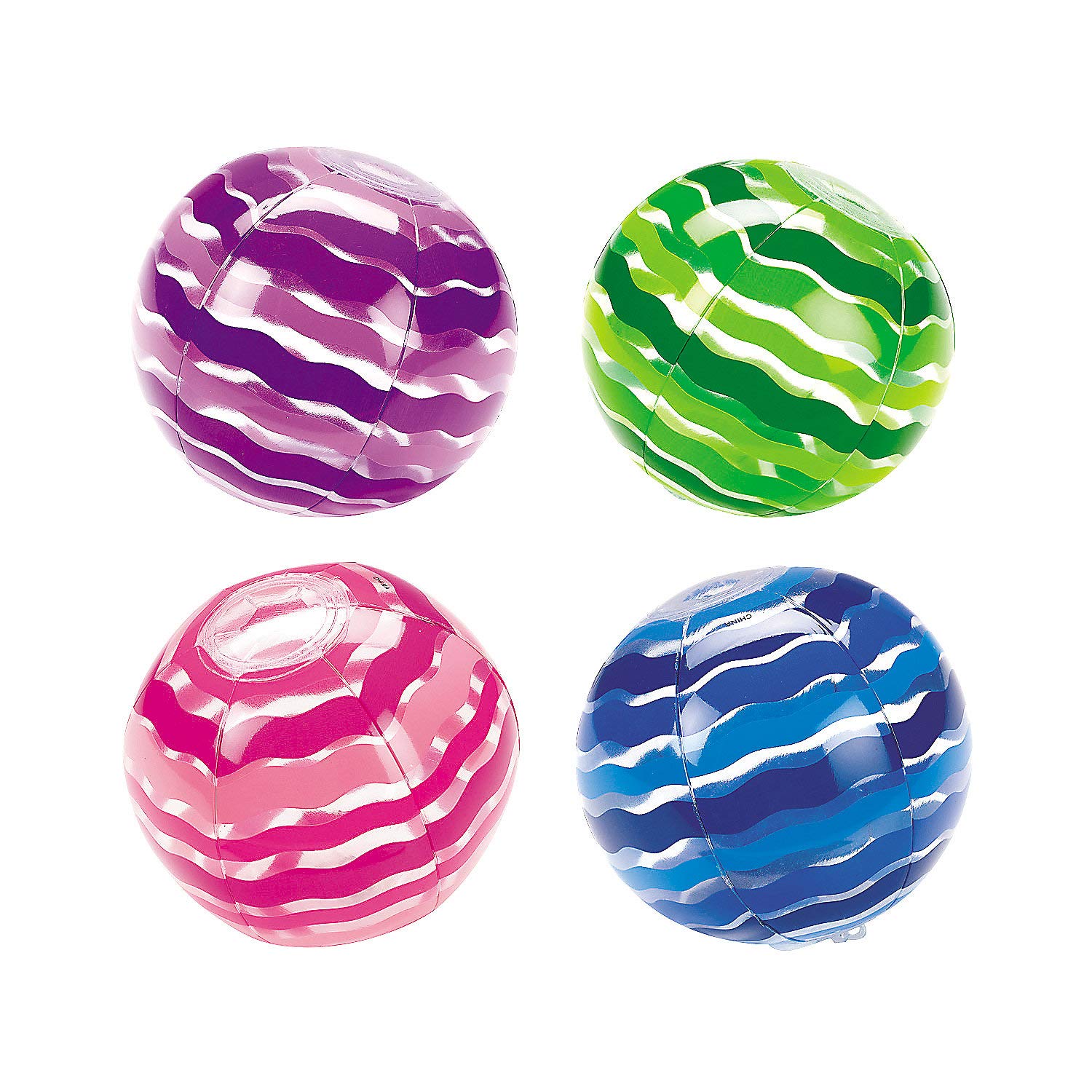 Vibrant Striped Beach Balls Set of 12 - Colorful Inflatable Pool Toys for Kids, Summer Party Favors, Beach Games & Outdoor Water Play