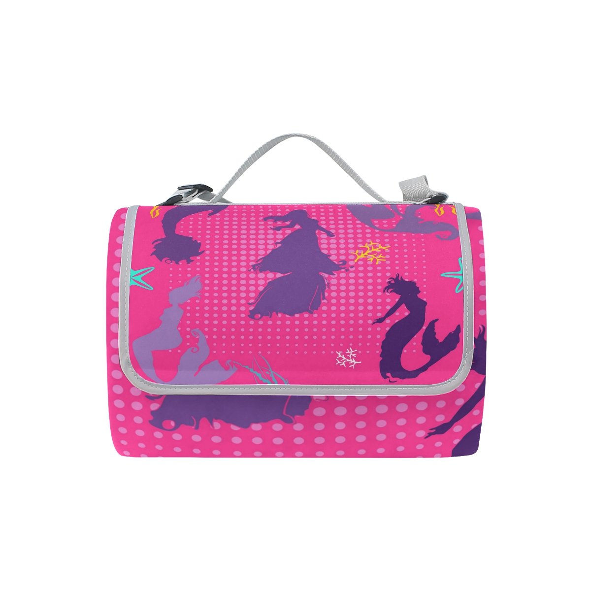 ZOEO Waterproof Sandproof 3-Layer Picnic Blanket - Lightweight & Portable for Beach, Camping, Travel | Mermaid Reef & Sailboat Nightfall Design | Includes Tote Strap for Easy Carry | Perfect for Family Outings, Park Picnics, and Outdoor Adventures