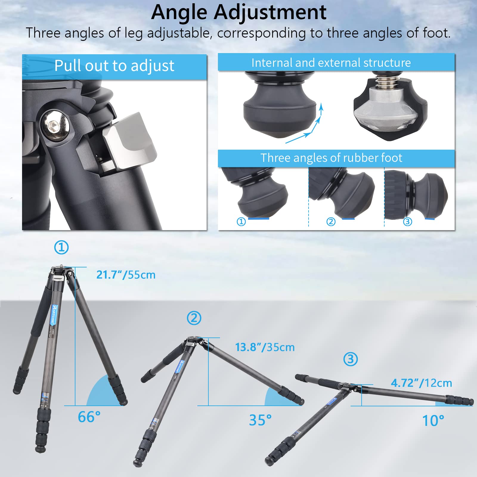 32.5mm Ultra Lightweight Carbon Fiber Tripod with Carry Bag - 10-Layer Heavy Duty Travel Camera Stand & Detachable Monopod for Canon Sony Nikon DSLR Cameras - Supports 25kg Load - Perfect for Travel, Hiking, Vlogging and Outdoor Photography