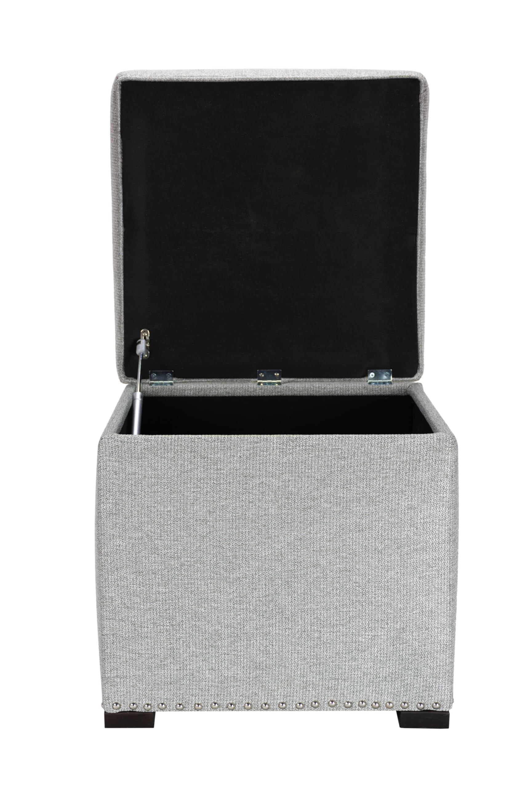 MJL Furniture Designs Tami Square Fabric Upholstered Storage Ottoman with Removable Cushion - Stone Gray - Versatile Living Room Footrest, Coffee Table & Hidden Storage Solution