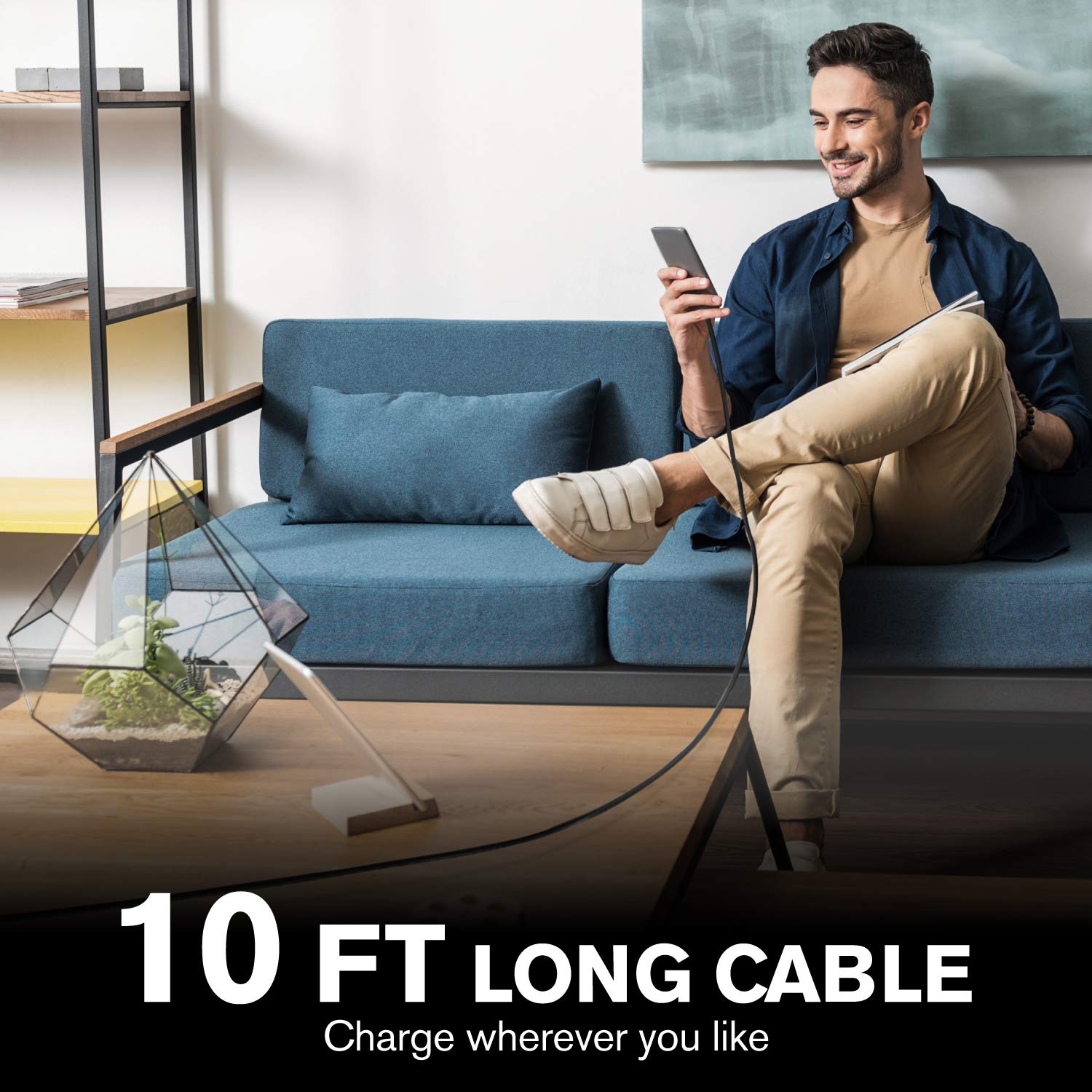 FosPower Vena 10FT USB C to Lightning Cable - Apple MFI Certified 18W Fast Charging Nylon Braided Cord for iPhone 14/13/12/11/X/SE & iPad Pro/Air | Durable Charger for Home, Office, Car & Travel Use