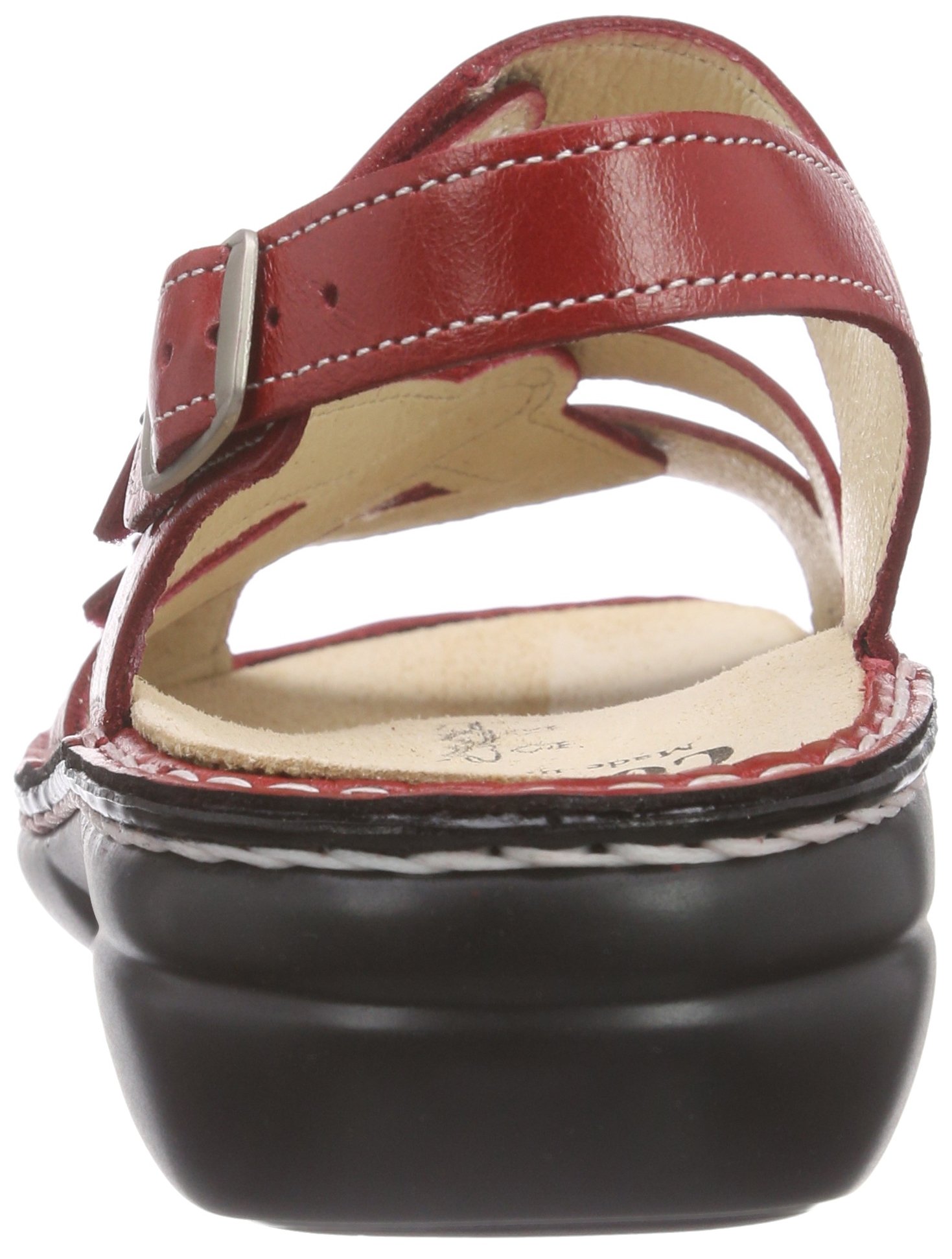 Finn Comfort Women's Strappy Sandals with Ankle Strap - Comfortable Red Leather Sandals for Women Size 5 | Perfect for Summer, Beach, Travel & Casual Outings