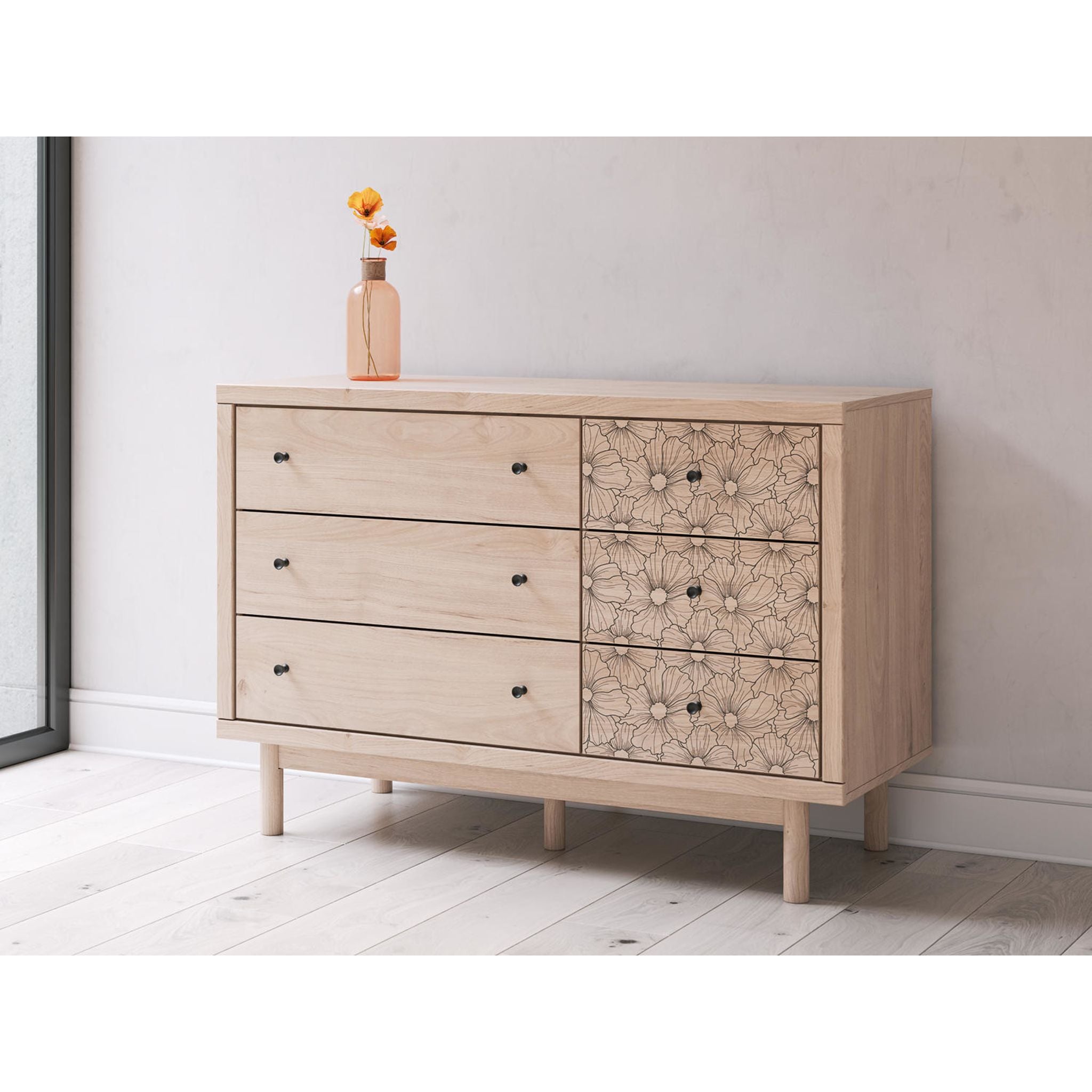 Arloster Dresser in Tan - Modern Wooden Chest of Drawers for Bedroom & Closet Storage Organization