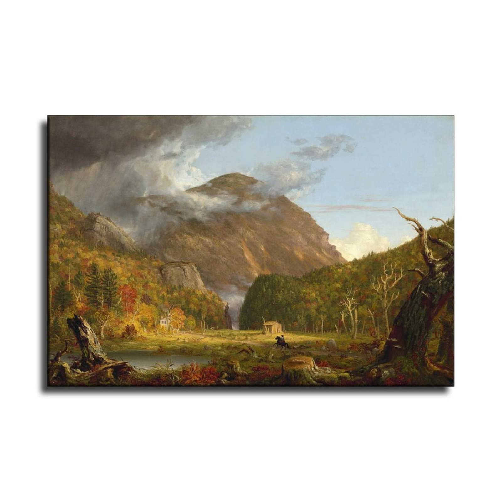 Thomas Cole - A View of The Mountain Pass Called The Notch of The White Mountains (Crawford Notch) (1839) - Premium Canvas Wall Art Print - 12x18 Inches (30x45cm) - Landscape Painting for Living Room, Bedroom, Office Decor - Vintage American Art Reproduction