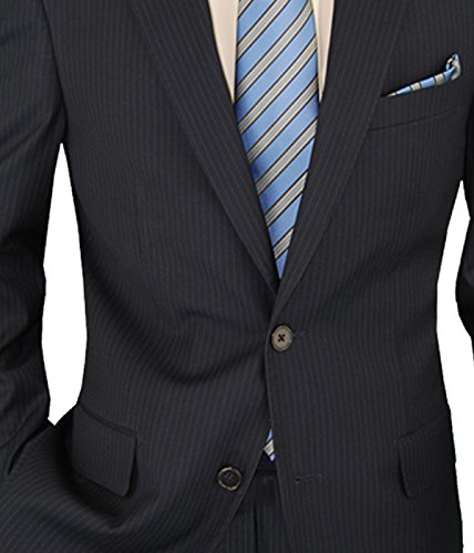Salvatore Exte Men's Modern Two-Button Slim Fit Suit Set - Striped Business Suit Jacket & Dress Pants | Perfect for Weddings, Office & Formal Events