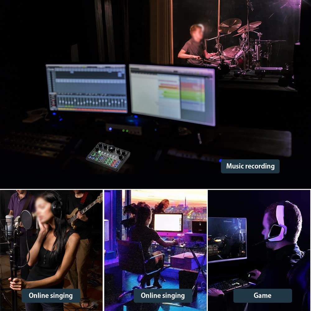 Professional Bluetooth Live Sound Card & Audio Mixer with Multiple Sound Effects - External Voice Changer for PC, Smartphone, Streaming (Perfect for Podcasting, Gaming, Karaoke & Live Broadcasting)