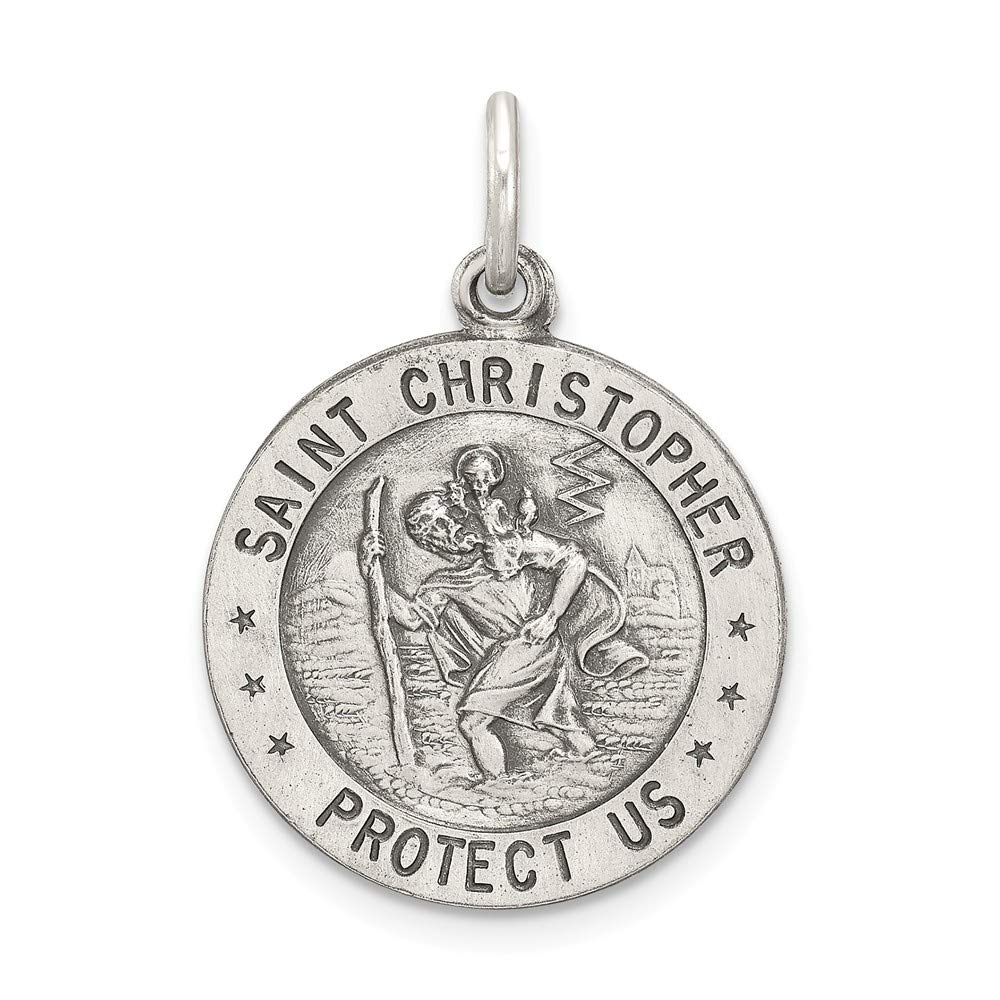 Jewels By Lux Sterling Silver St. Christopher Baseball Medal - Religious Jewelry for Athletes & Travelers - Perfect Gift for Baseball Players, Protection Pendant for Sports & Safe Travels