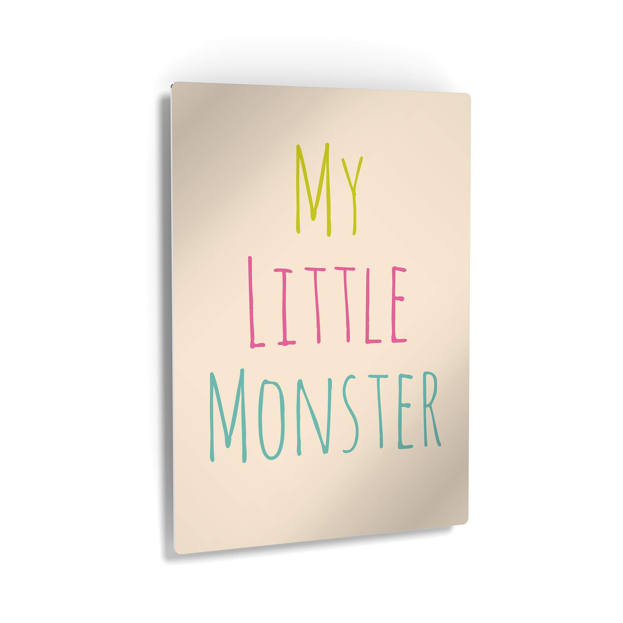 My Little Monster Lettering Metal Wall Art - 40x30 Inch Kids Room Decor, Nursery Decor, Baby Room Wall Art | Cream Background Smile Art Design | Made in USA | Perfect for Children's Bedrooms, Playrooms & Daycare Centers