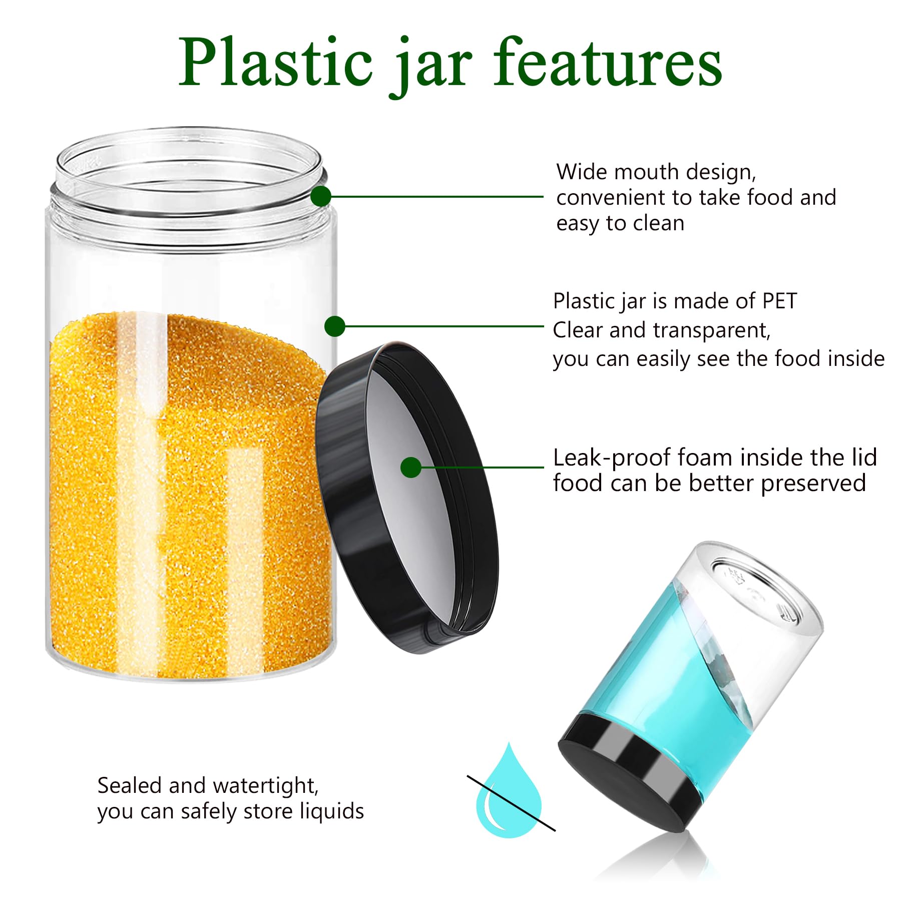 42-Pack 6oz Clear Plastic Jars with Black Lids - Small Round PET Containers for Slime, Cosmetics, Food Storage, Spices & Body Butter | Includes Pen Labels | Perfect for Kitchen, DIY Crafts & Gift Packaging