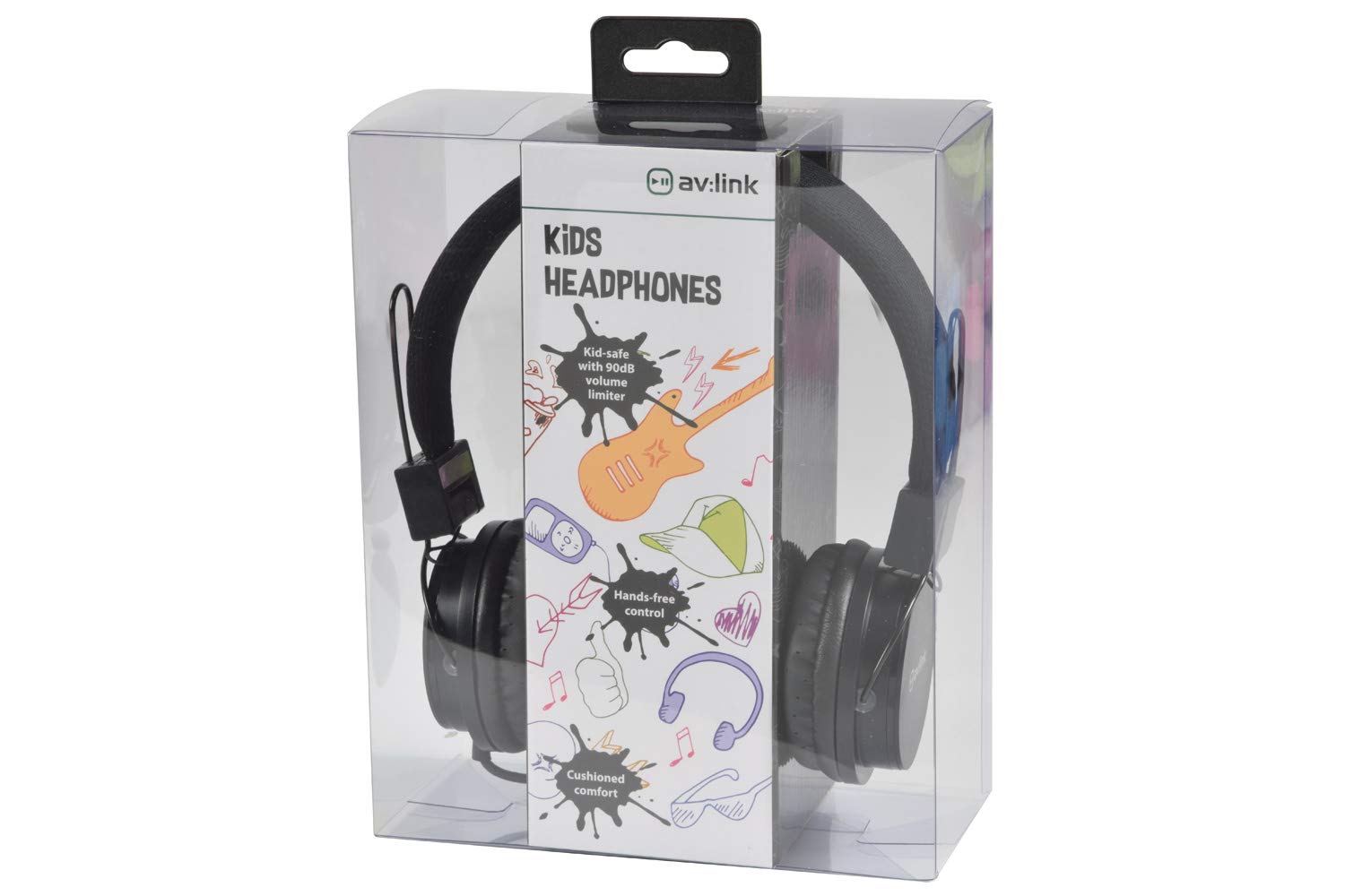 Kids' Volume-Limiting Headphones with Built-in Microphone - Safe for School & Learning (Black) | Perfect for Online Classes, Homeschooling & Travel