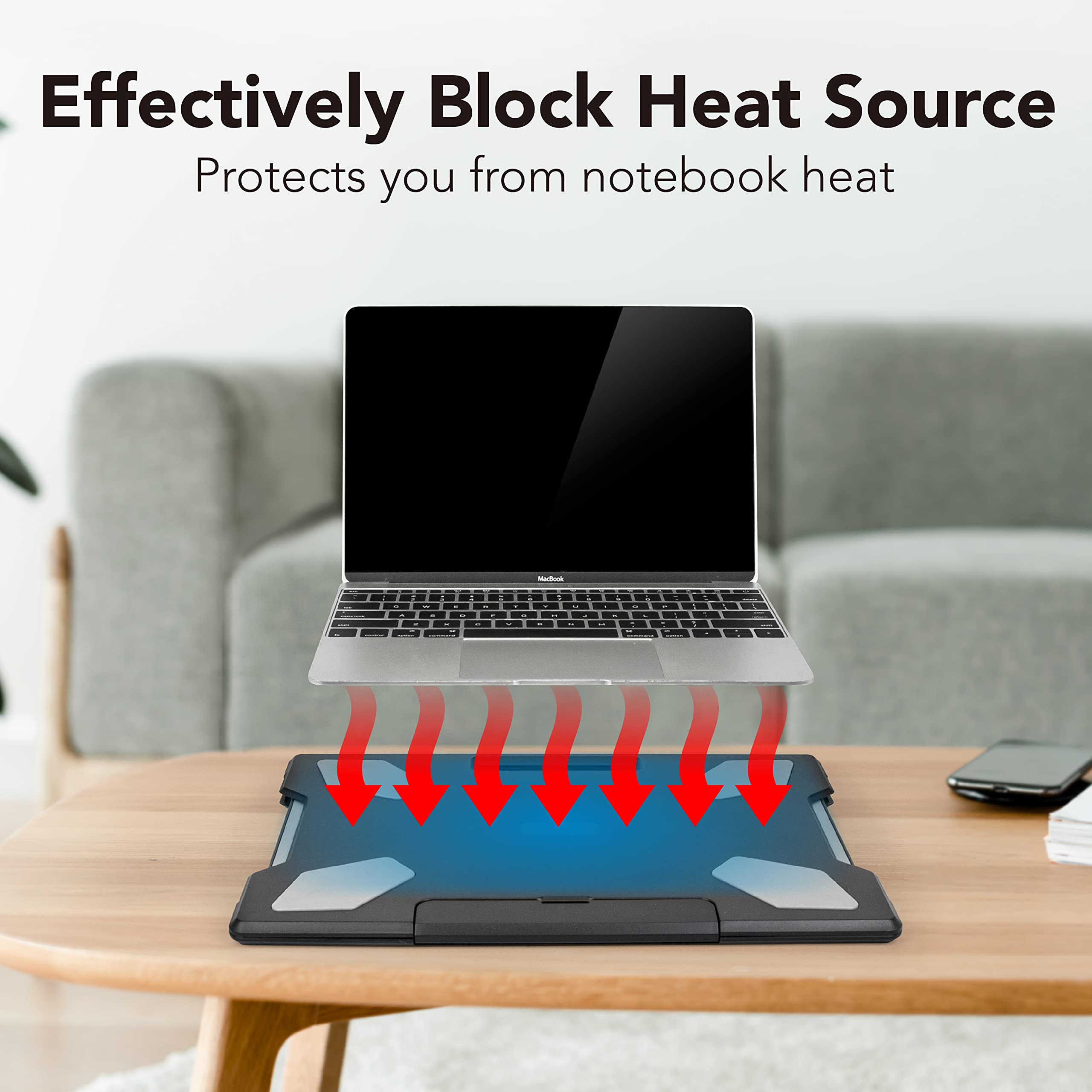 EHO Portable Lightweight Laptop Cooling Pad with Foldable Stopper & Retractable Mouse Tray - Left/Right Adjustable for Work, Study, Sofa Use | Home Office & Travel Laptop Accessory