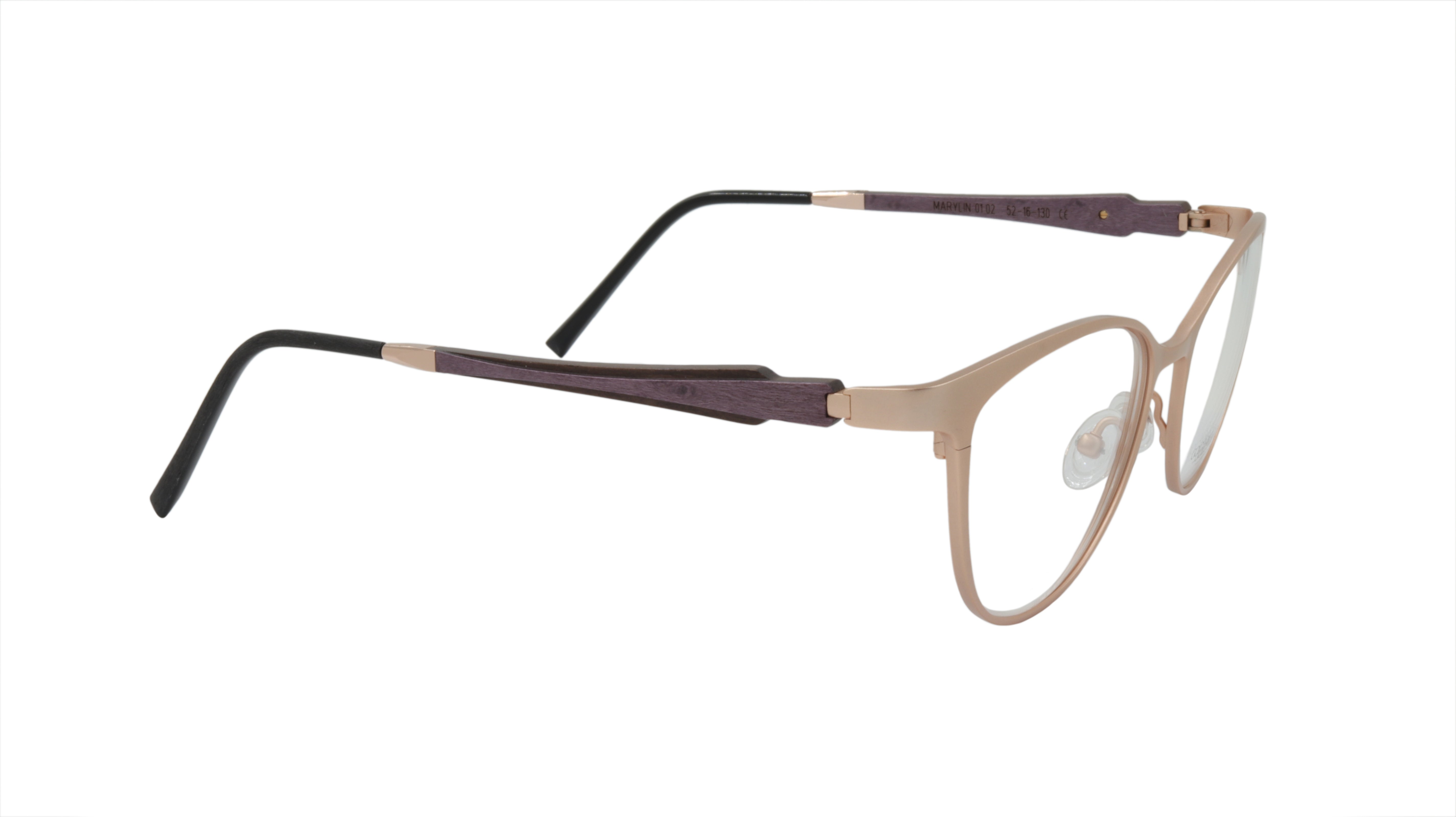 Luxury Gold & Wood Eyewear - Satin Rose Gold & Purple Frame Sunglasses for Men & Women | Perfect for Outdoor, Fashion & UV Protection