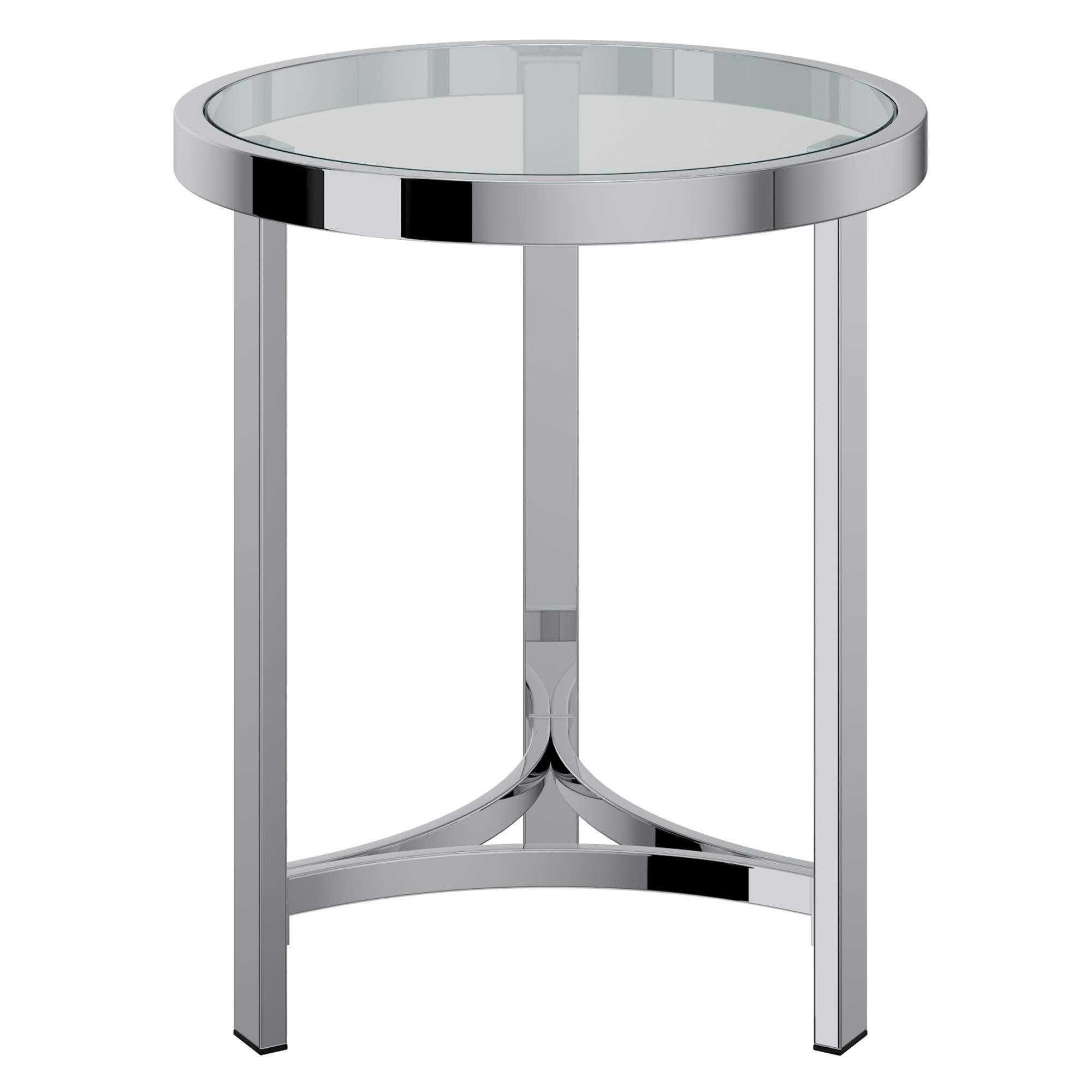 Modern Glass and Chrome Accent Side Table - Stylish Bedside Table for Living Room, Bedroom & Office Decor