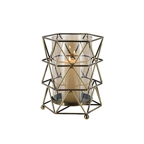 Golden Geometric Iron Candle Holder - 16cm Romantic Candlestick for Home Decor, Wedding Centerpiece & Tabletop Decoration - Perfect for Dining Tables, Fireplace Mantels & Cozy Ambiance