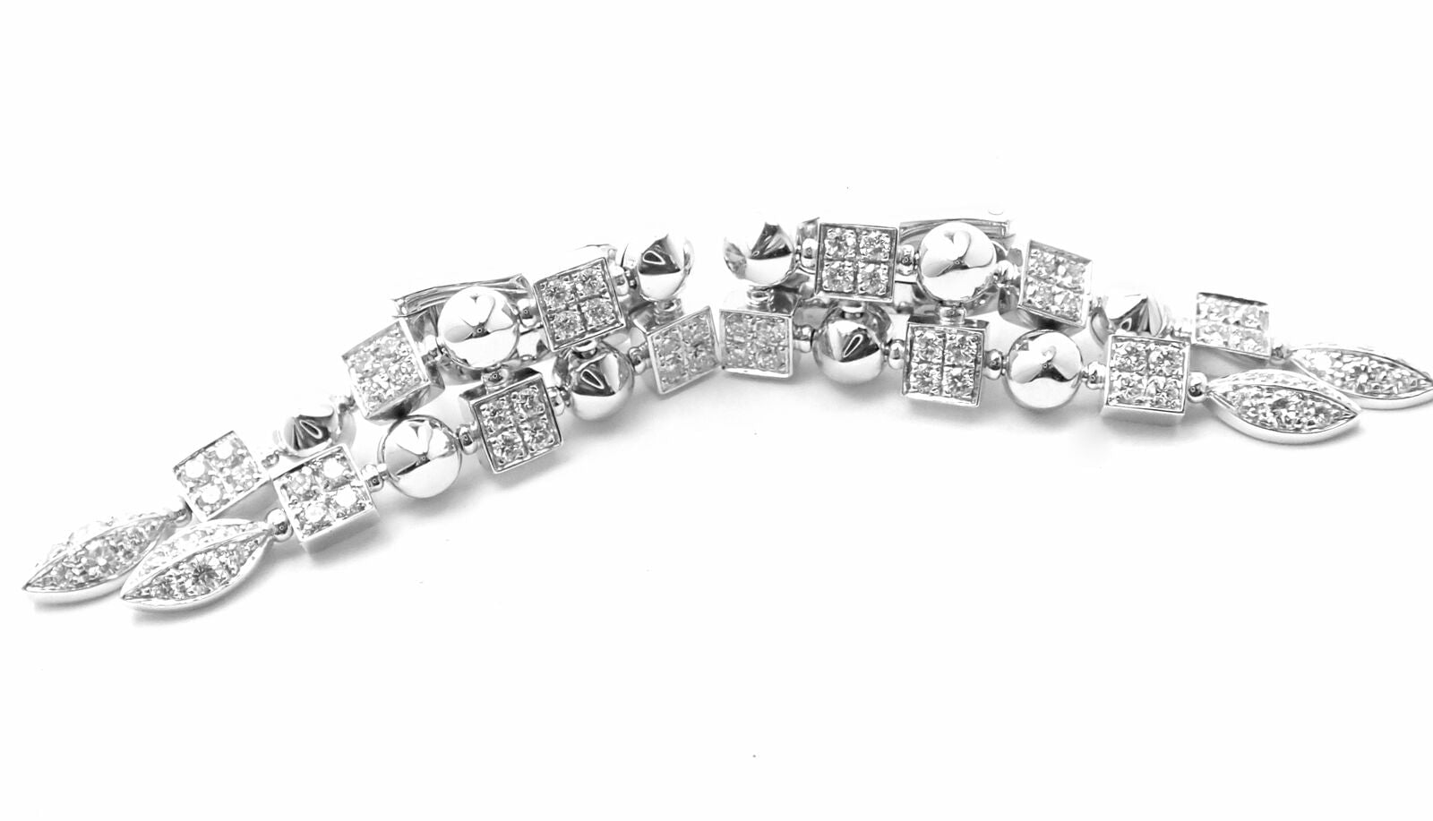 Authentic Bulgari Bvlgari Lucea 18k White Gold Diamond Drop Earrings for Women - Luxury Dangle Earrings for Weddings, Parties & Special Occasions