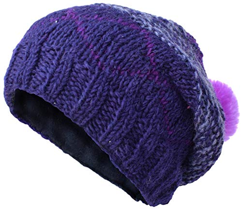 Warm Gheri Wool Zigzag Knit Fleece-Lined Multicolor Beanie Hat for Men & Women - Winter Outdoor Activities, Skiing, Snowboarding