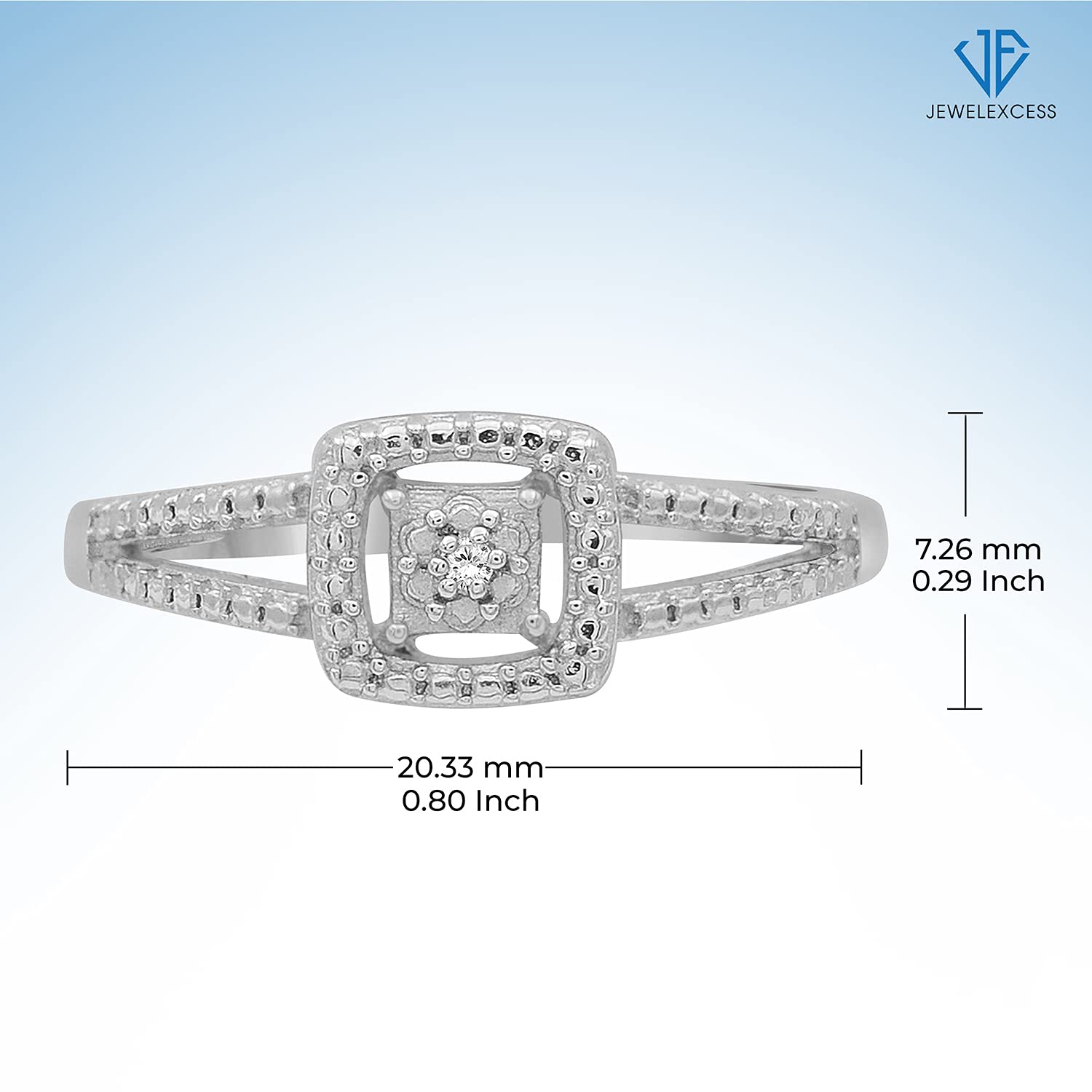 JEWELEXCESS 3-Piece White Diamond Sterling Silver Jewelry Set - Square Shaped Earrings, Necklace & Rings for Women - Elegant Gift for Birthday, Anniversary & Special Occasions - Perfect for Parties, Weddings & Everyday Wear