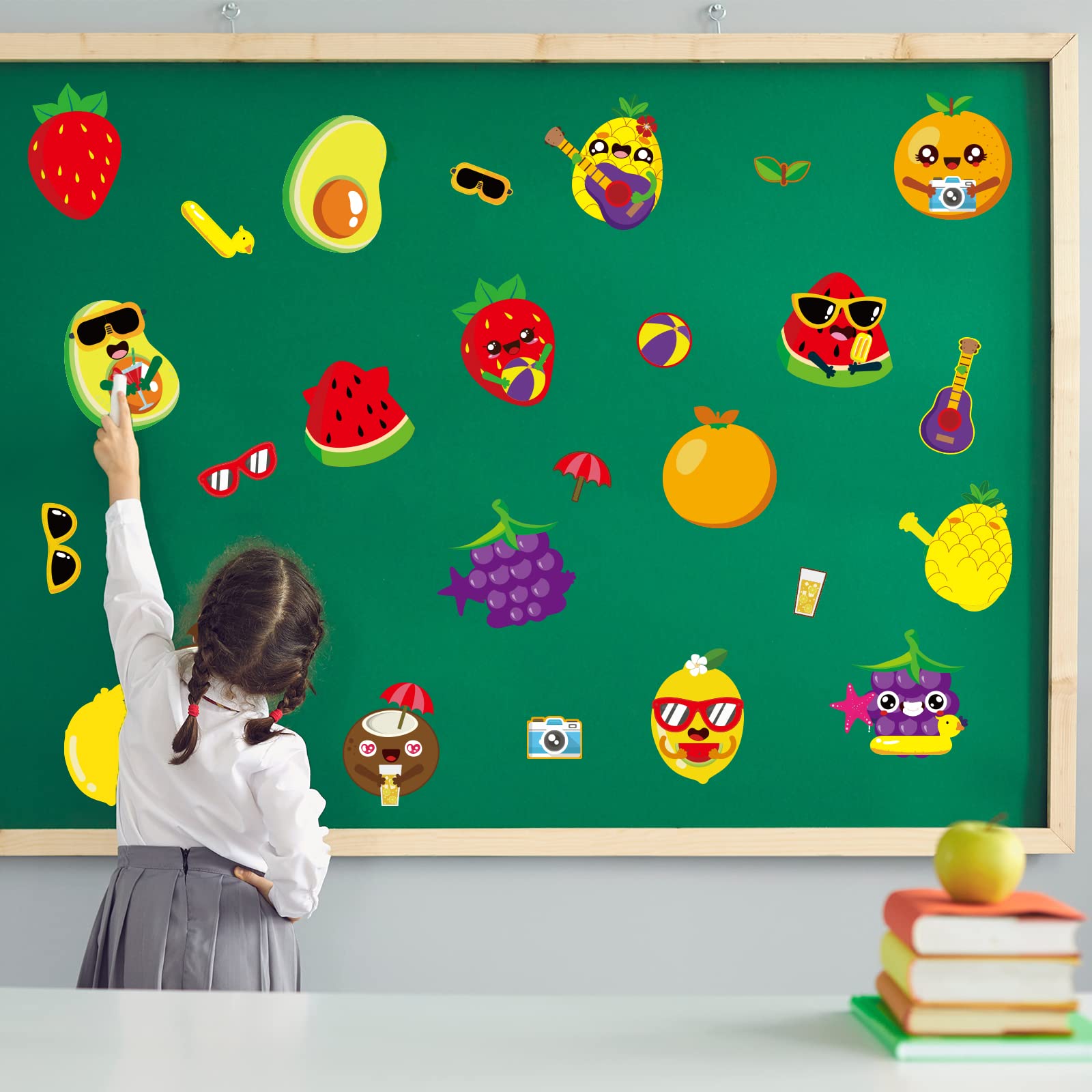 Chiazllta 32 Pack Kids Summer Fruit Craft Kit - DIY Hawaiian Fruit Sticker Art Set for Early Education, Home & Classroom Activities | Perfect for Summer Parties, Birthday Favors & Creative Play