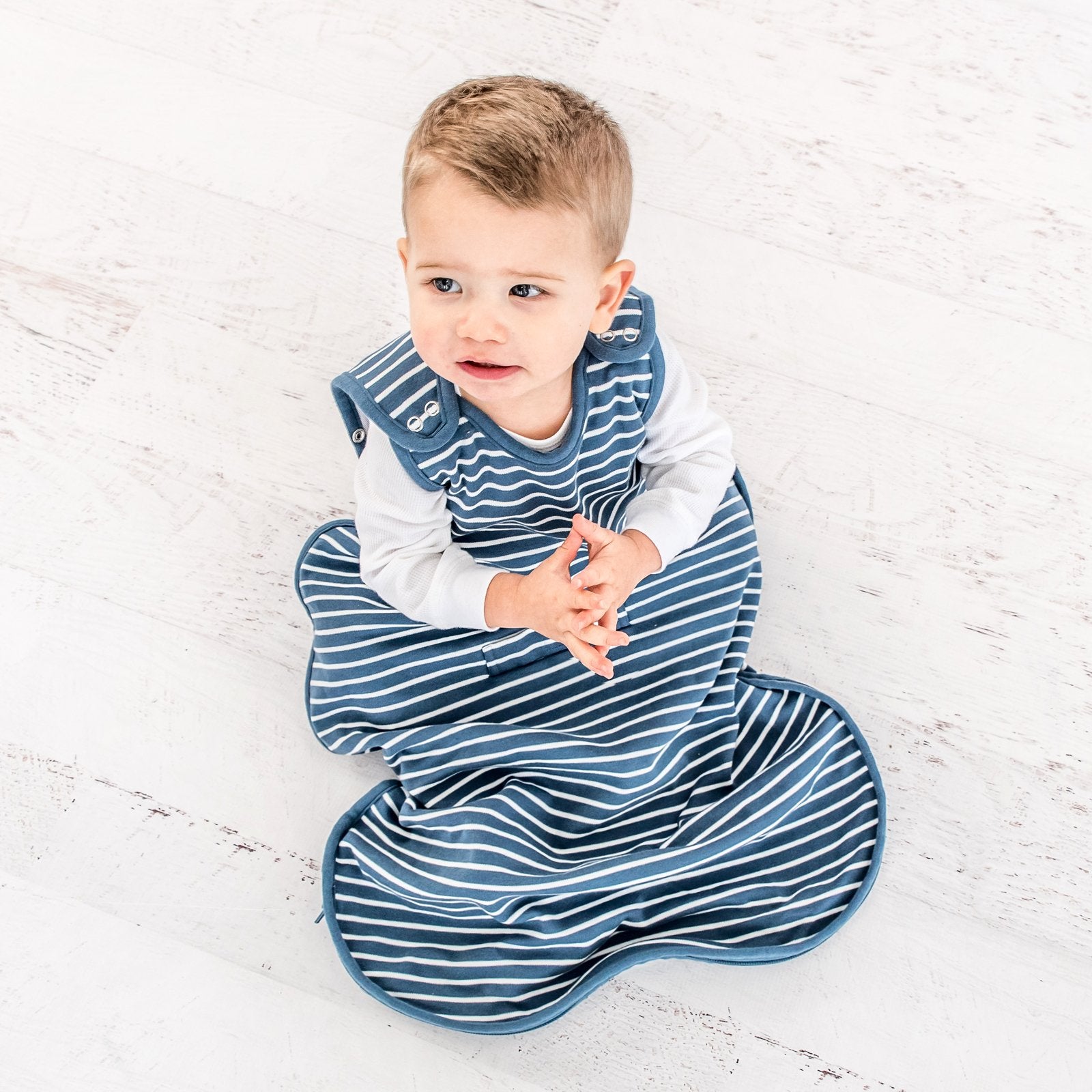 4 Season Ultimate Toddler Sleep Bag - Merino Wool & Organic Cotton Baby Sleeping Sack for 2-4 Years Old - Navy Blue - Perfect for Nursery, Daycare & Travel