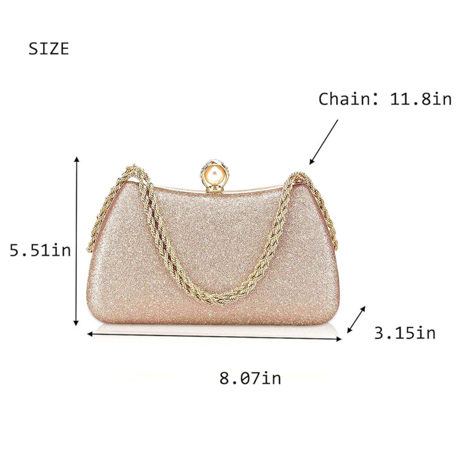 Glitter Shiny Clutch Purse for Women - Wedding & Evening Party Handbag