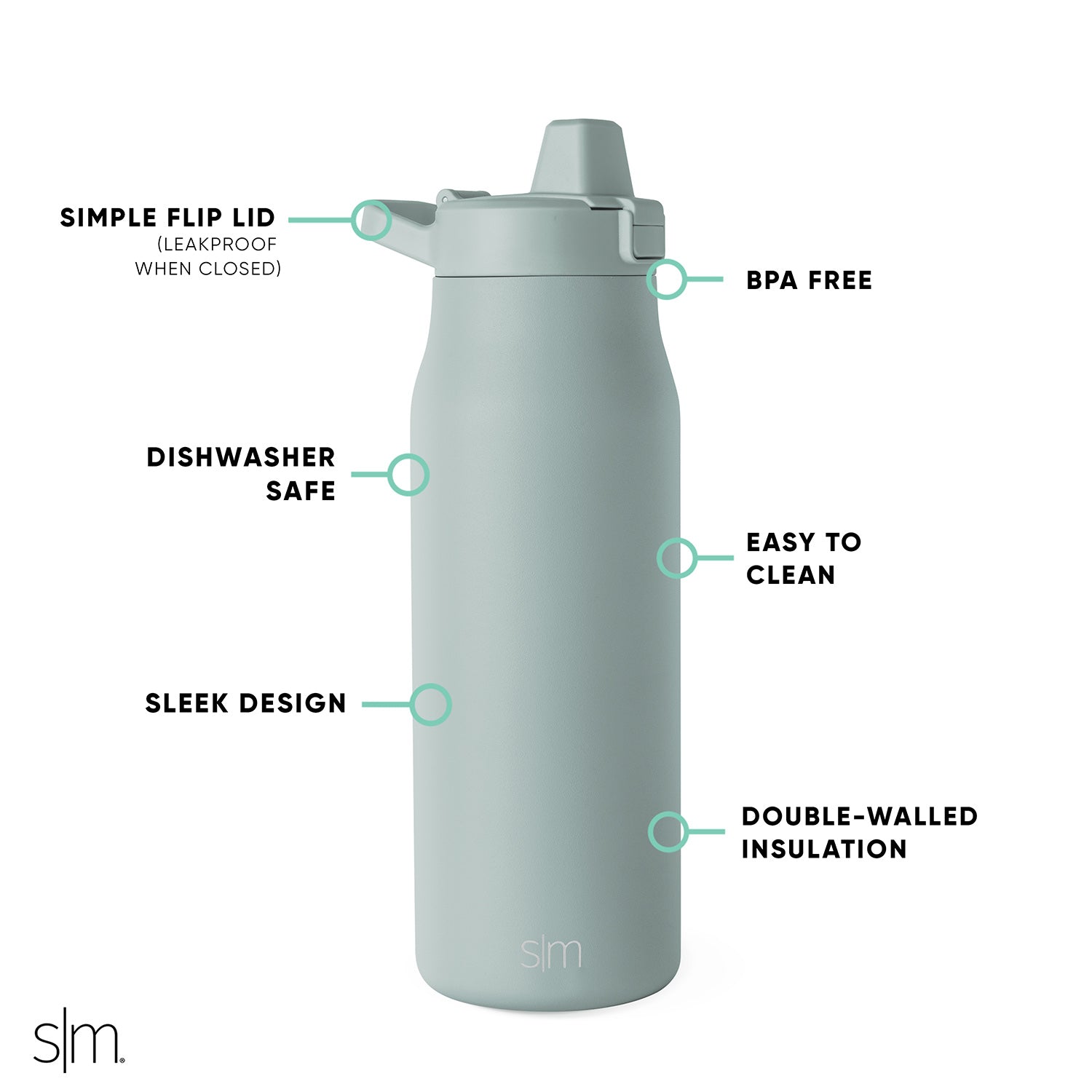 Stainless Steel Water Bottle with Flip Filter Straw Lid - Leak Proof, BPA Free, for Gym, Hiking & Outdoor Activities
