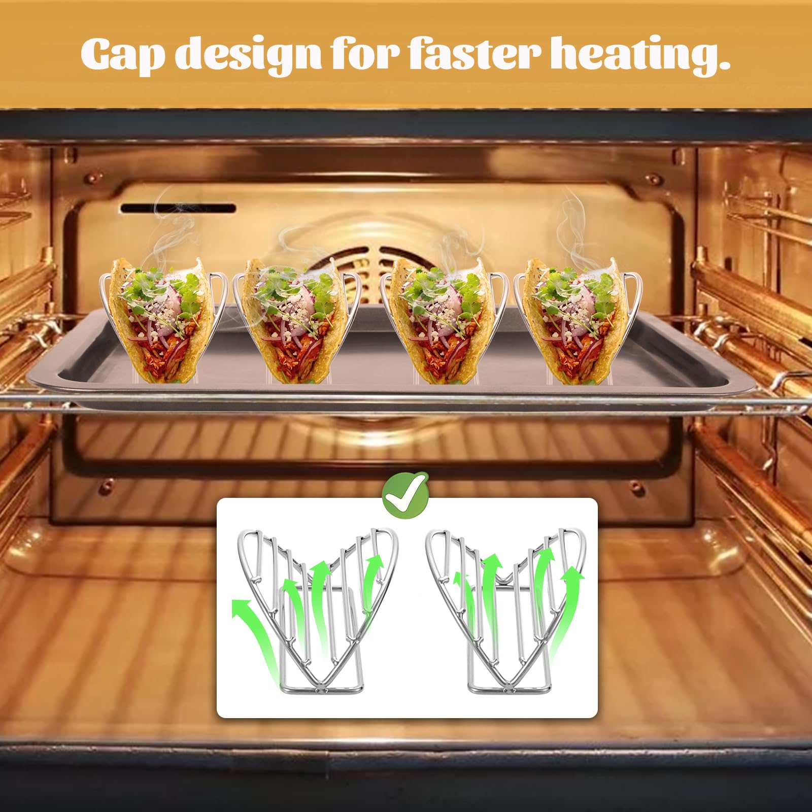 5-Pack Stainless Steel Taco Holders Stand - Durable Taco Rack for Soft & Hard Shell Tacos, Burritos & Tortillas - Perfect for Taco Bars, Kitchens & Restaurants - Ideal for Parties, Family Gatherings & Mexican Food Lovers