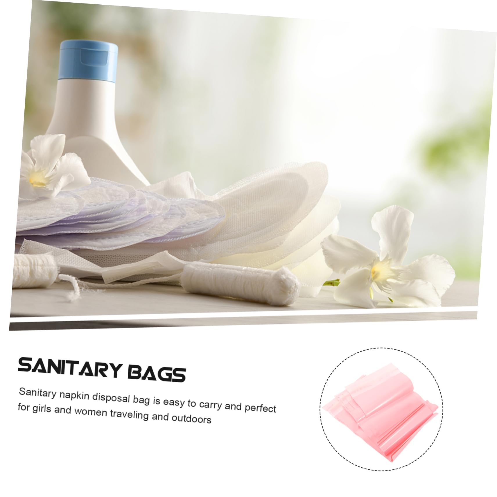 Healvian 100pcs Disposable Sanitary Napkin Storage Bags - Self-Sealing Hygienic Bags for Women, Personal Care & Travel Essentials, Pink Plastic Garbage Bags (Perfect for Home, Office, School & Travel Use)