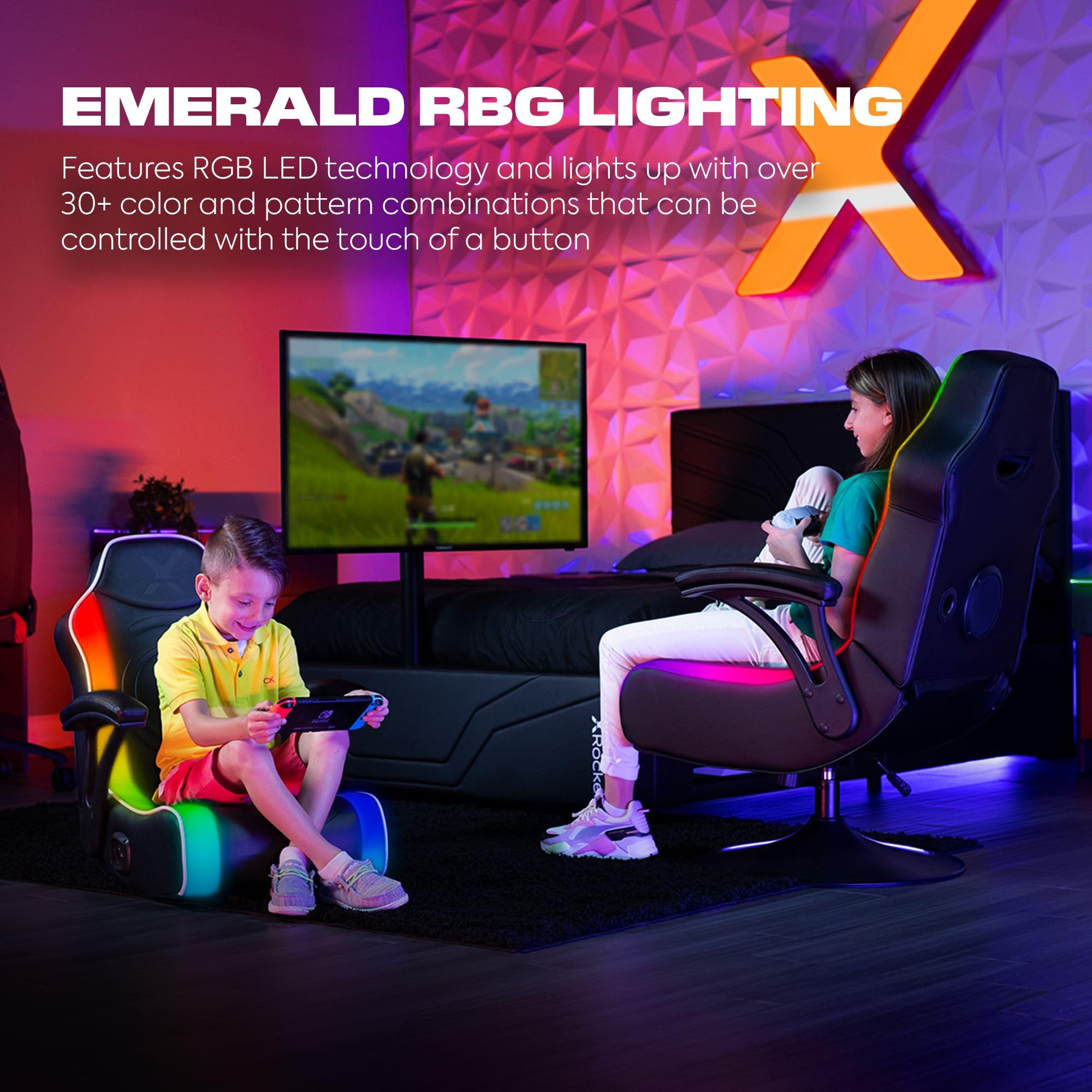X Rocker Video Gaming Floor Rocker Chair with Built-in Audio Speakers - Foldable Design for Bedroom & Game Room - Perfect Gift for Gamers, Boys, Girls & Teens Ages 5-17 - Ideal for Gaming, Movie Nights & Relaxation