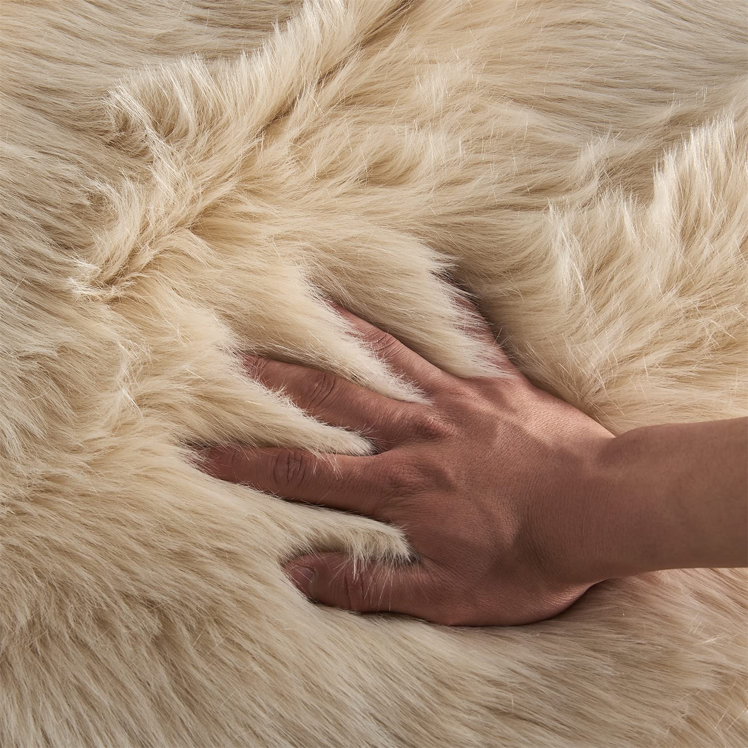 Arbosofe Faux Fur Sheepskin Rug - Soft Fluffy Beige Shaggy Area Rug 2x3 Feet for Bedroom & Living Room - Cozy Home Decor for Floor, Sofa, Nursery & Pet Area