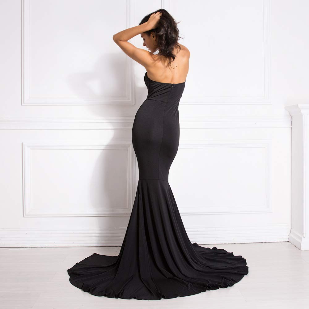 Elegant Strapless Long Evening Gown for Prom, Wedding & Formal Events - Sexy Front Slit Floor-Length Dress for Special Occasions