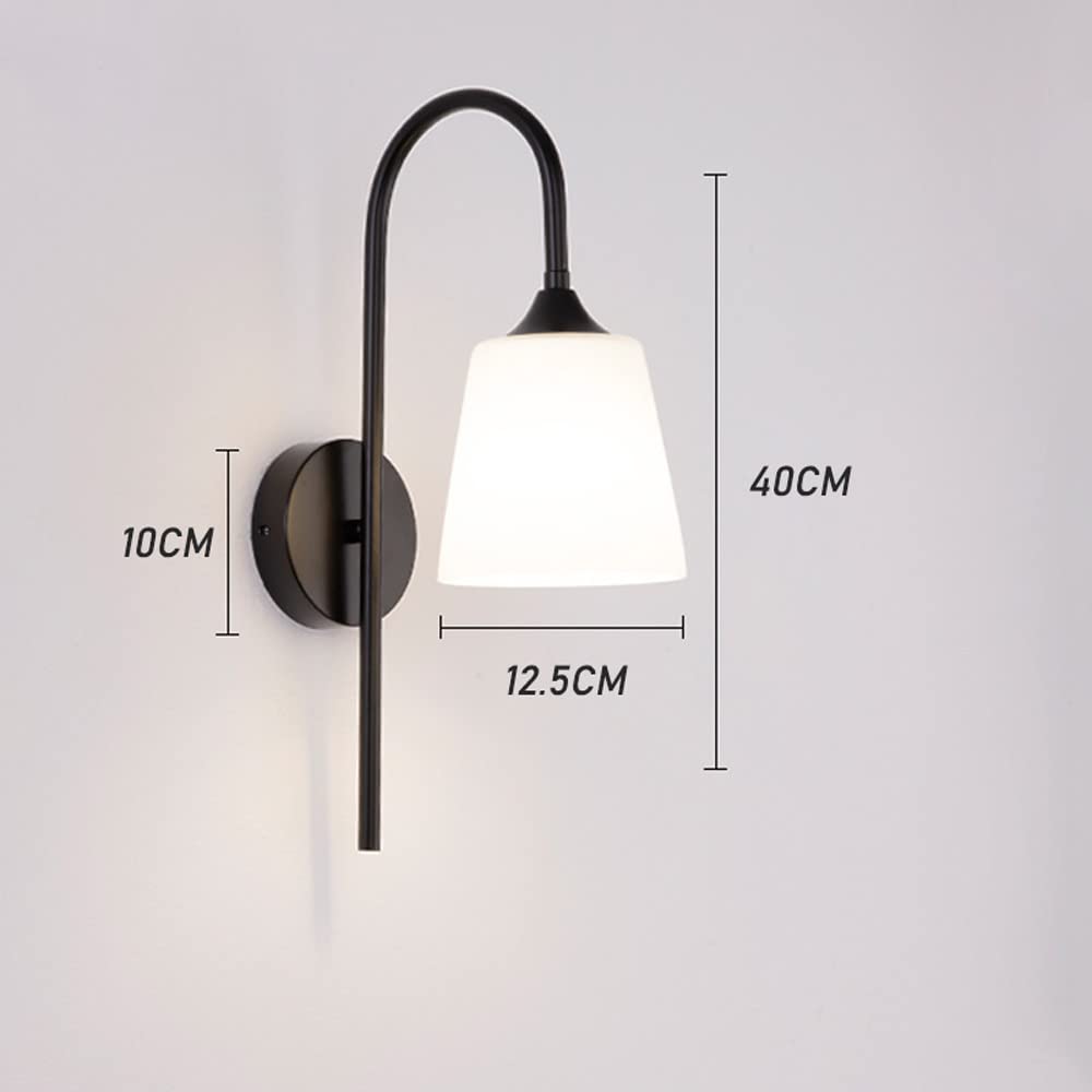 Modern Glass Wall Sconce Lights - Long Arm Decorative Wall Lighting Fixture with E27 Base, Bedside Lamp for Living Room, Bedroom & Corridor | Energy-Efficient Home Lighting with Elegant Glass Lampshade | Perfect for Ambient Lighting, Reading Nook & Hallway Decor