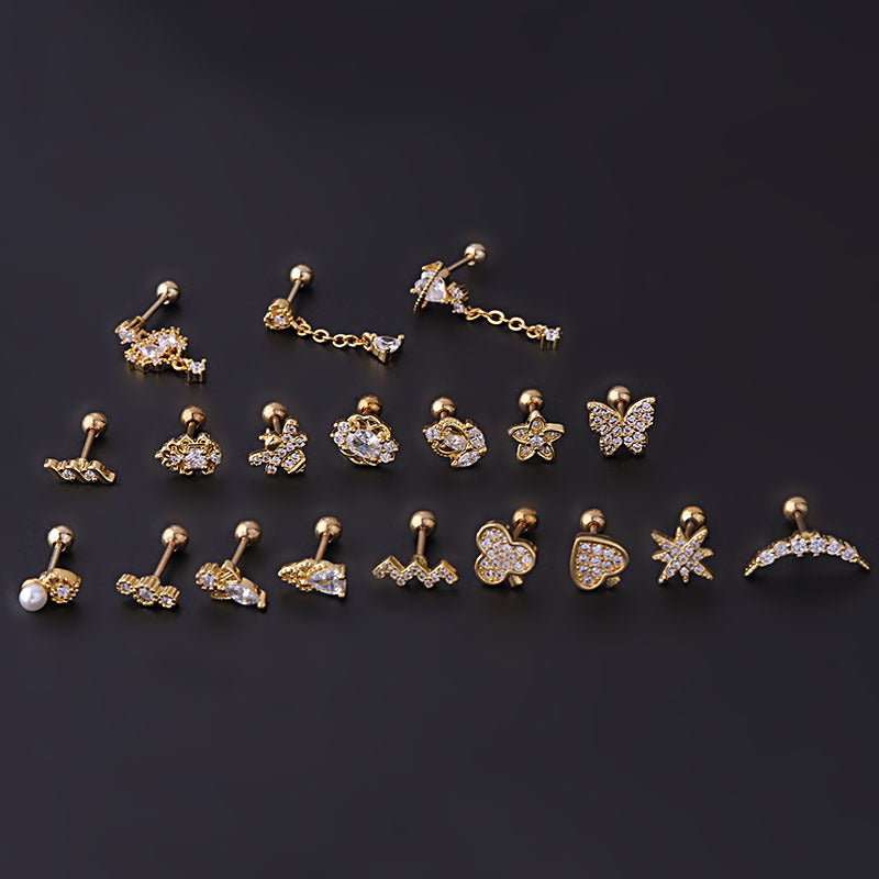 20G Cartilage Tiny Bee Chain Dangle Earrings - Gold Plated Stainless Steel Body Jewelry for Tragus, Helix, and Cartilage Piercings | Perfect for Everyday Wear and Special Occasions
