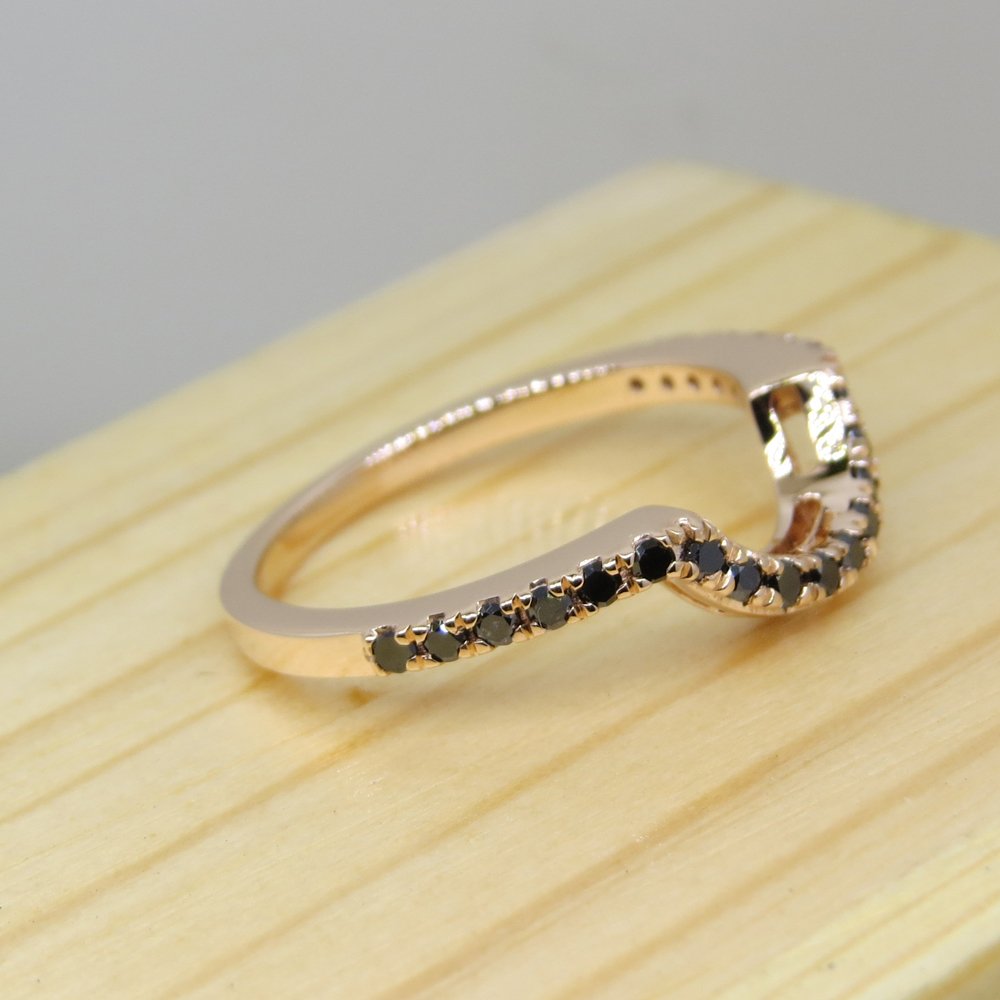 0.25 Carat 14K Solid Gold Round Black Diamond Wedding Stackable Band Guard Ring for Women - Perfect for Bridal Sets, Anniversary Gifts & Everyday Elegance