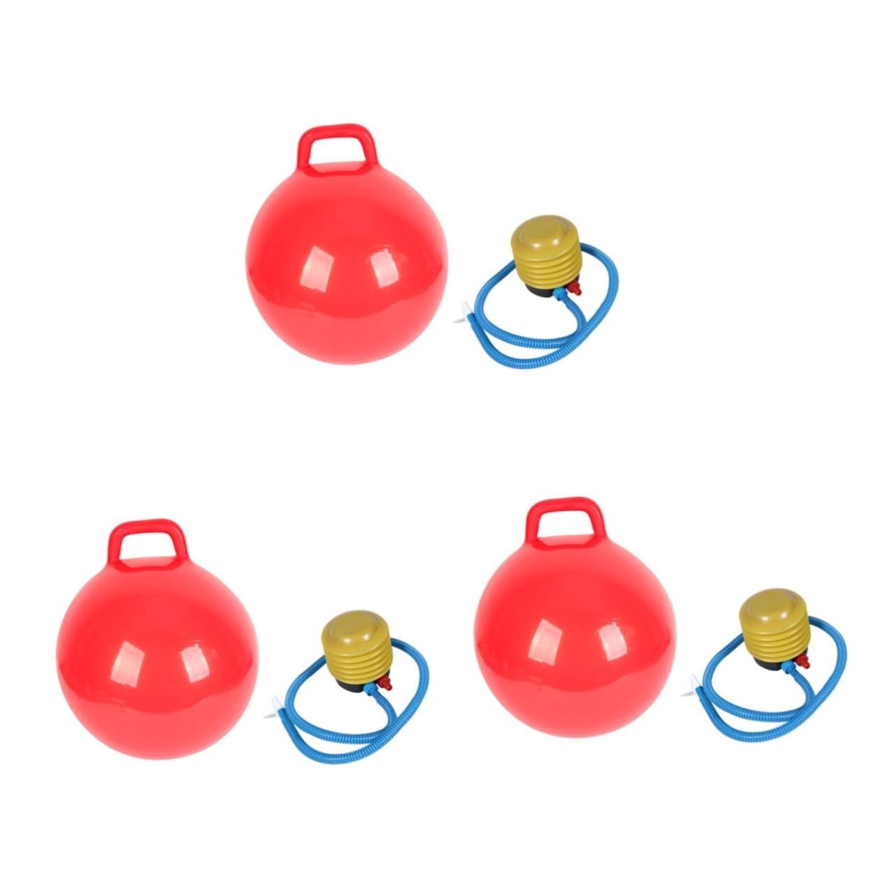 TOYANDONA 6-Piece Toddler Bouncy Balls Set - Jumping Hopper Balls for Kids, Indoor Yoga & Exercise, Ride-On Toy with Handle for Boys & Girls (Red, Pump Included) - Perfect for Playtime, Gym Class & Birthday Gifts