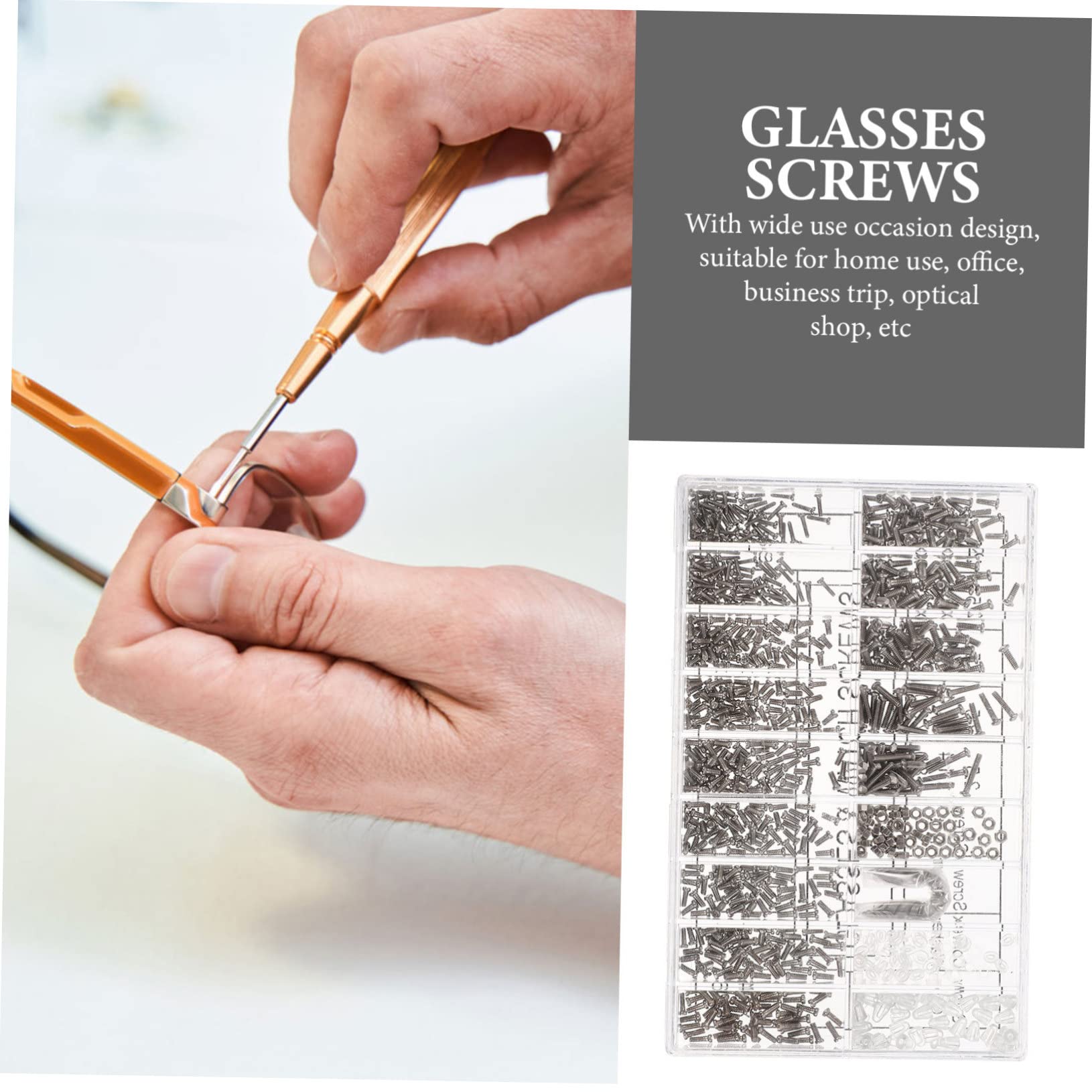 SOLUSTRE 1 Set Glasses Repair Kit - Includes Screws, Nose Pads, Sunglass Accessories & Metal Repair Tools - Perfect for Fixing Broken Eyeglass Frames, Adjusting Nose Pads & Sunglass Maintenance at Home or On-the-Go