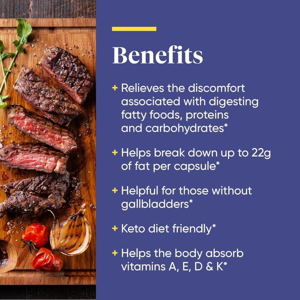 Enzymedica Lypo Gold Digestive Enzyme Supplement - 120 Capsules for Optimal Fat Digestion & Nutrient Absorption | Supports Bloating Relief & Gut Health | Ideal for High-Fat Meals & Digestive Comfort