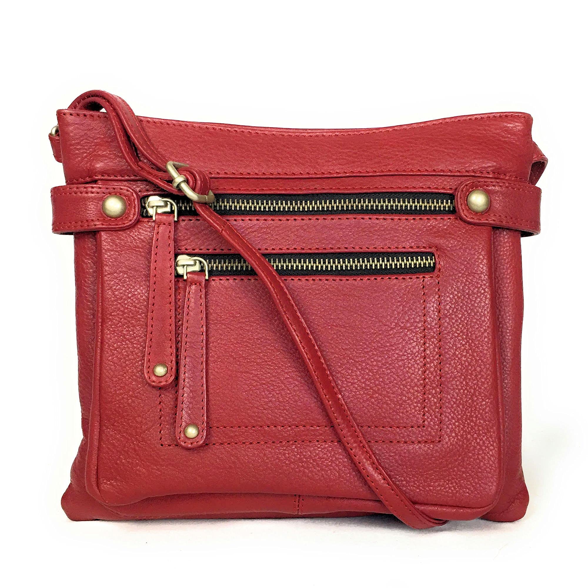 Paul & Taylor Genuine Leather Crossbody Bag - Red for Women's Daily Use