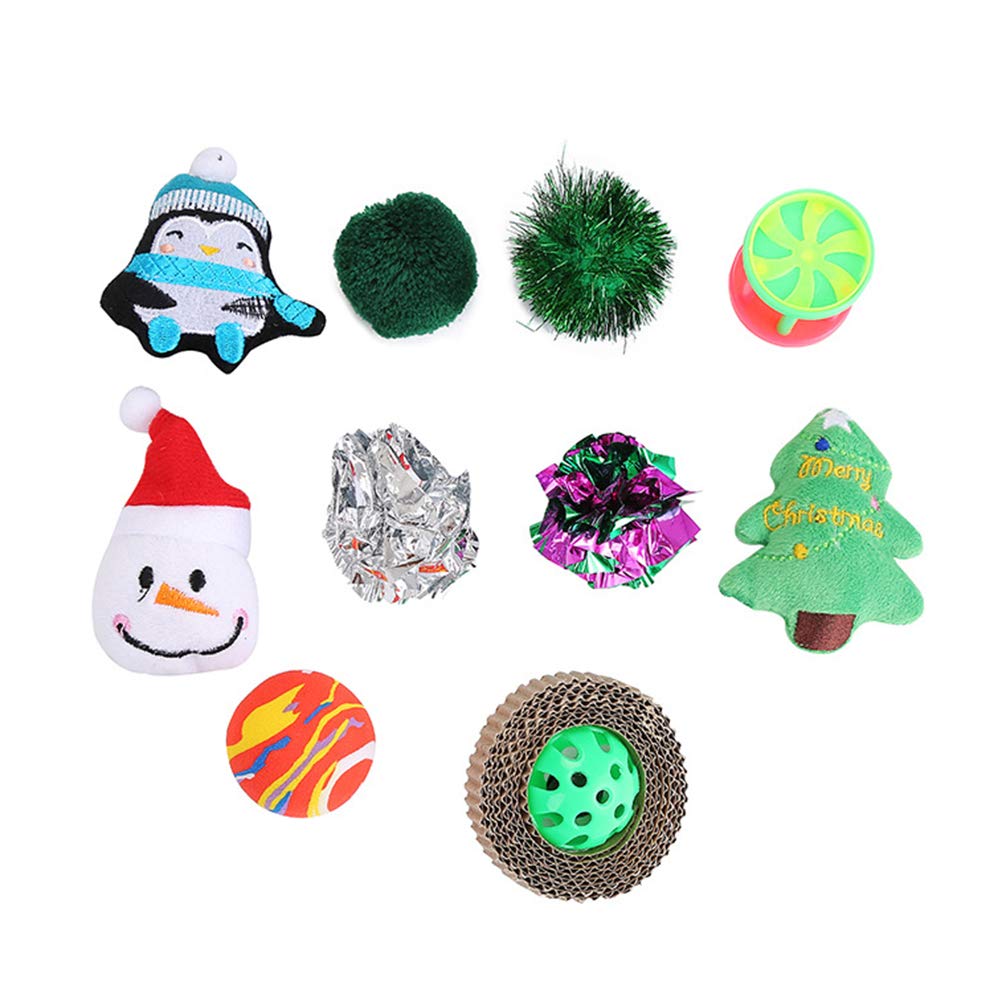 Scicalife 10PCS Christmas Cat Toys with Catnip - Plush Chew Toys for Teeth Grinding & Play - Holiday Pet Gifts for Kittens & Adult Cats - Perfect for Christmas Stocking Stuffers & Playtime Fun
