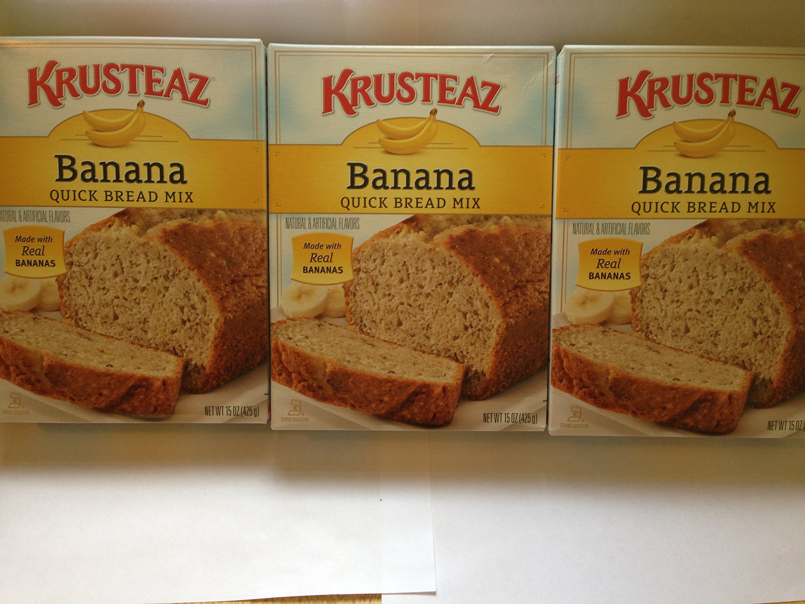 Krusteaz Banana Quick Bread Mix - 15 Oz (Pack of 3) | Easy Homemade Banana Bread | Perfect for Breakfast, Snacks & Holiday Baking