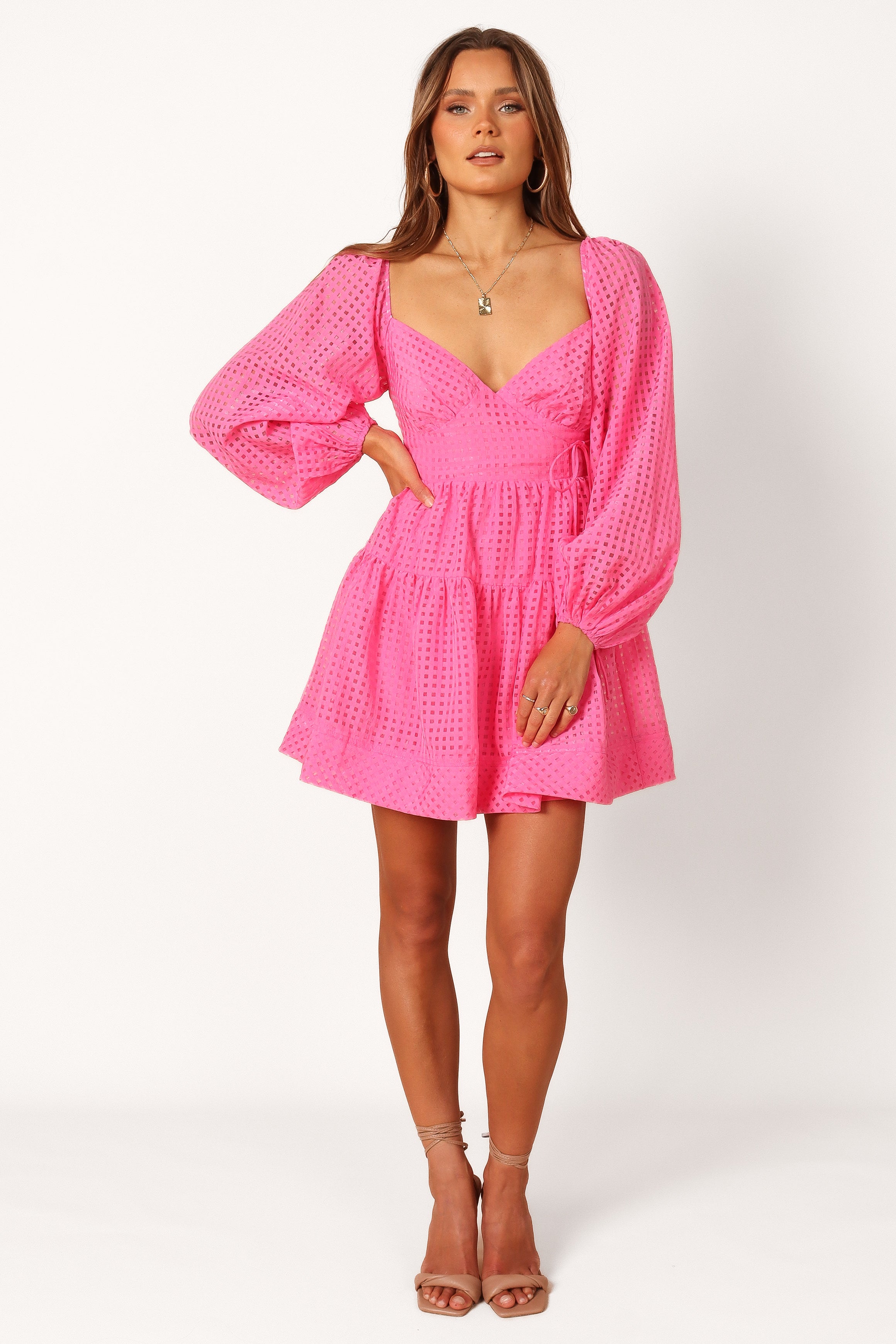 Augusta Long Sleeve Mini Dress for Women - Stretchy Bodycon Party Dress in Magenta | Perfect for Night Out, Date Night & Club Wear